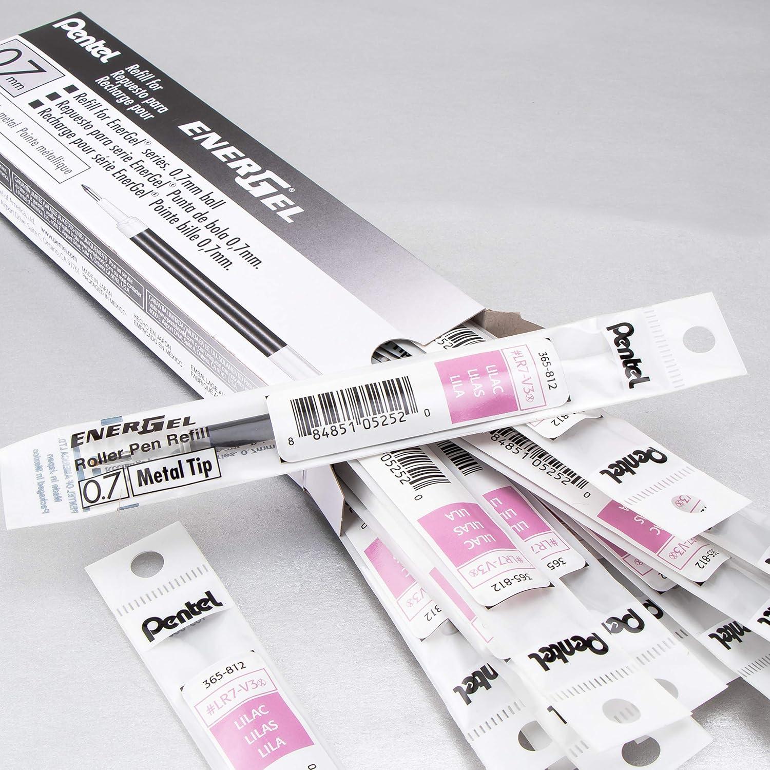 image:imagePentel Refill Ink for BL57BL77 EnerGel Liquid Gel Pen 07mm Metal Tip Green Ink Box of 12 LR7D12Lilac