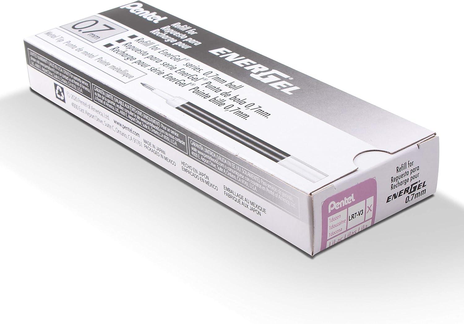 image:imagePentel Refill Ink for BL57BL77 EnerGel Liquid Gel Pen 07mm Metal Tip Green Ink Box of 12 LR7D12Lilac