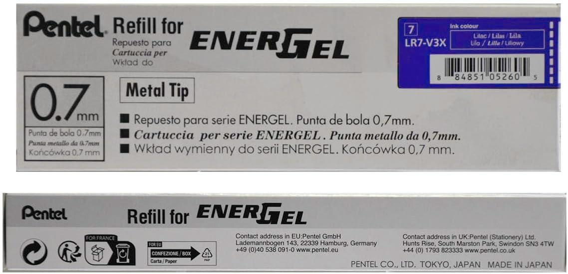image:imagePentel Refill Ink for BL57BL77 EnerGel Liquid Gel Pen 07mm Metal Tip Green Ink Box of 12 LR7D12Lilac