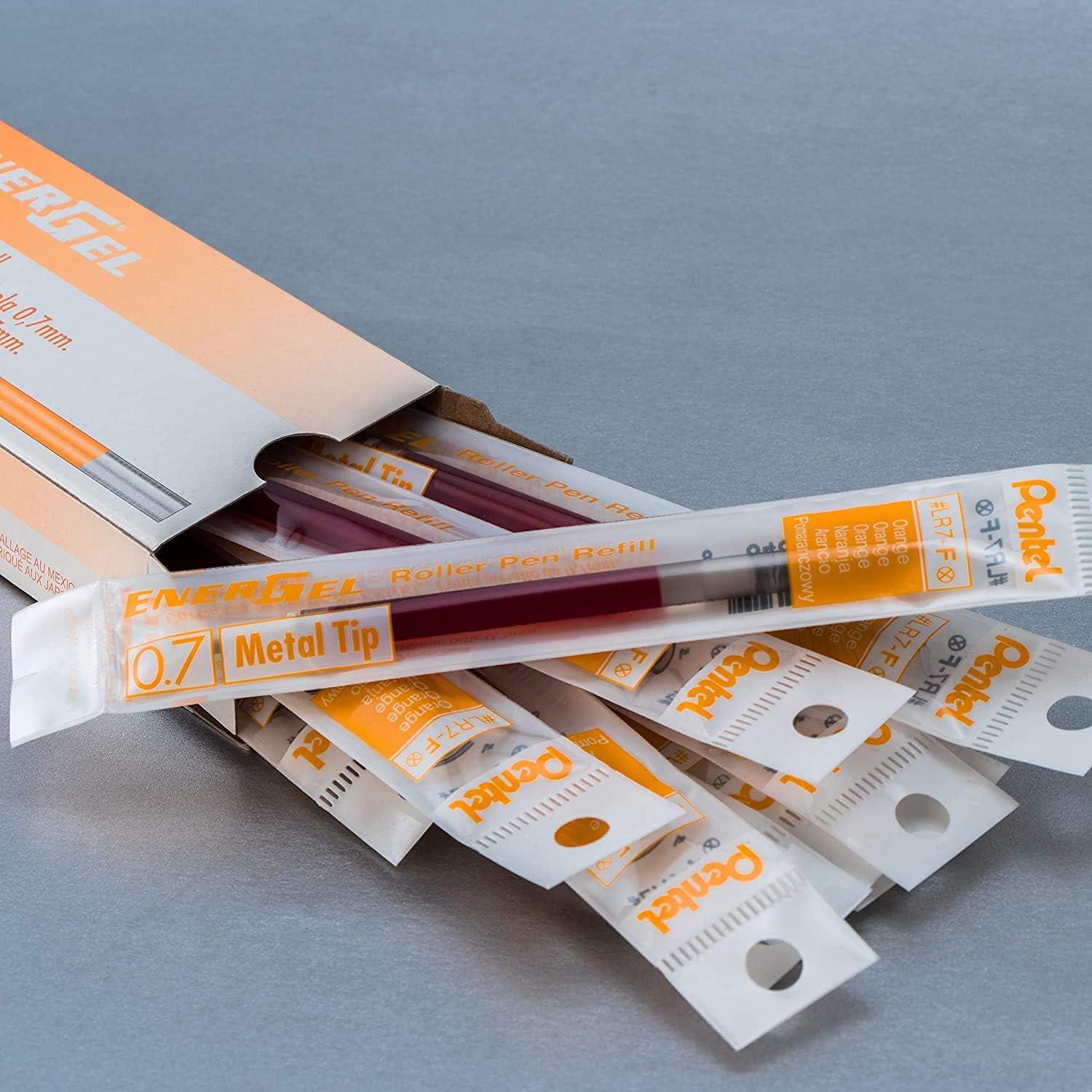 image:imagePentel Refill Ink for BL57BL77 EnerGel Liquid Gel Pen 07mm Metal Tip Green Ink Box of 12 LR7D12Orange
