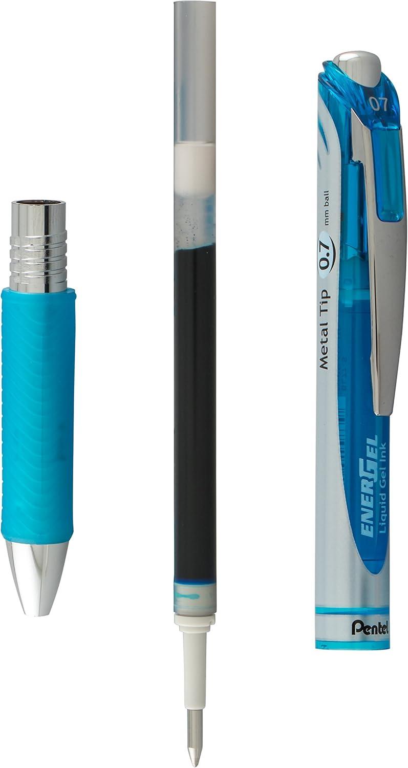 image:imagePentel Refill Ink for BL57BL77 EnerGel Liquid Gel Pen 07mm Metal Tip Green Ink Box of 12 LR7D12Sky Blue
