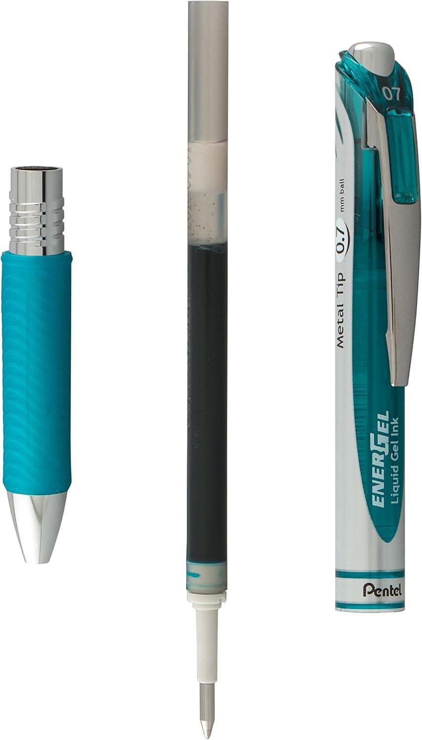 image:imagePentel Refill Ink for BL57BL77 EnerGel Liquid Gel Pen 07mm Metal Tip Green Ink Box of 12 LR7D12Turquoise Blue