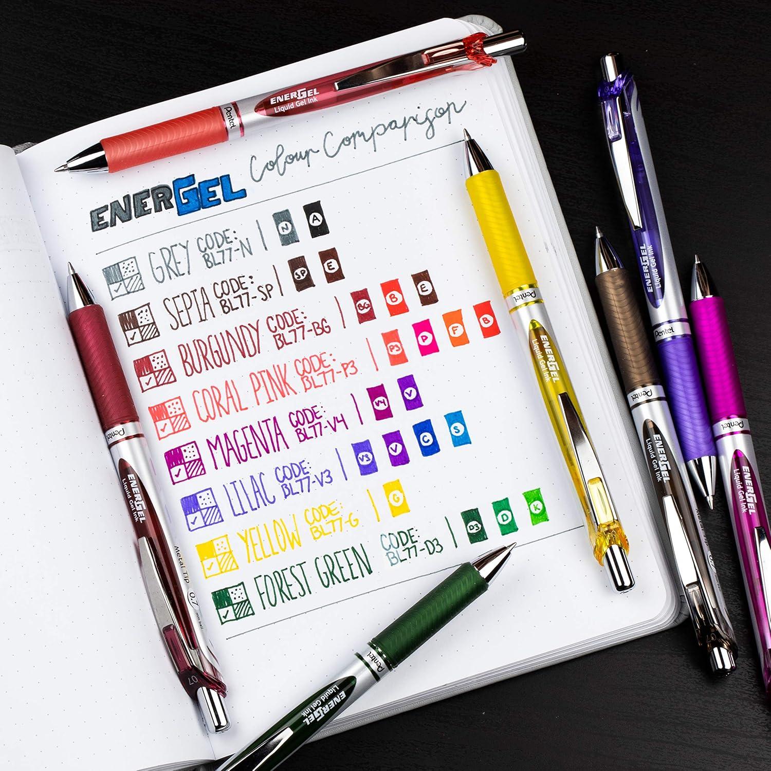 image:imagePentel Refill Ink for BL57BL77 EnerGel Liquid Gel Pen 07mm Metal Tip Green Ink Box of 12 LR7D12Yellow