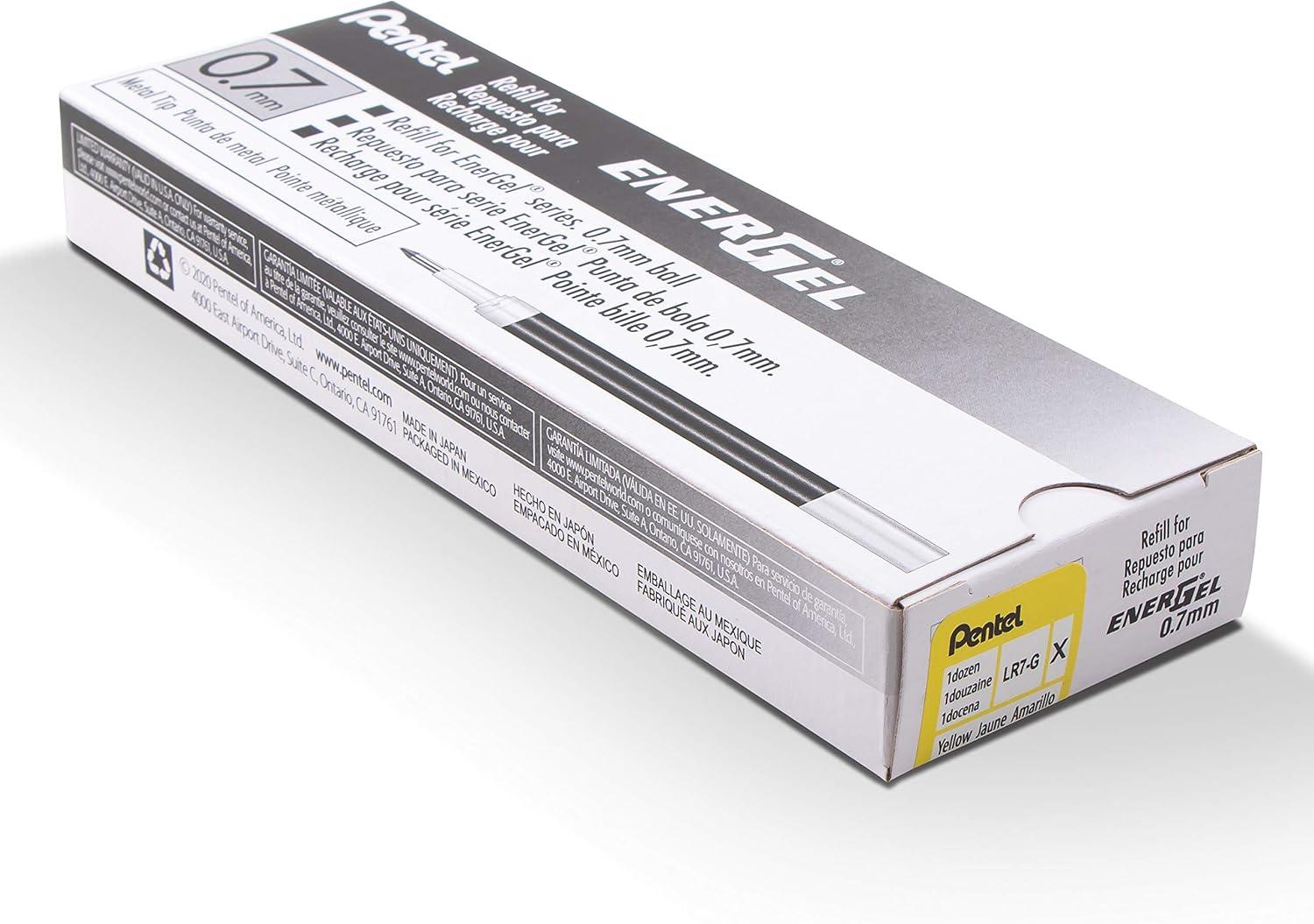 image:imagePentel Refill Ink for BL57BL77 EnerGel Liquid Gel Pen 07mm Metal Tip Green Ink Box of 12 LR7D12Yellow