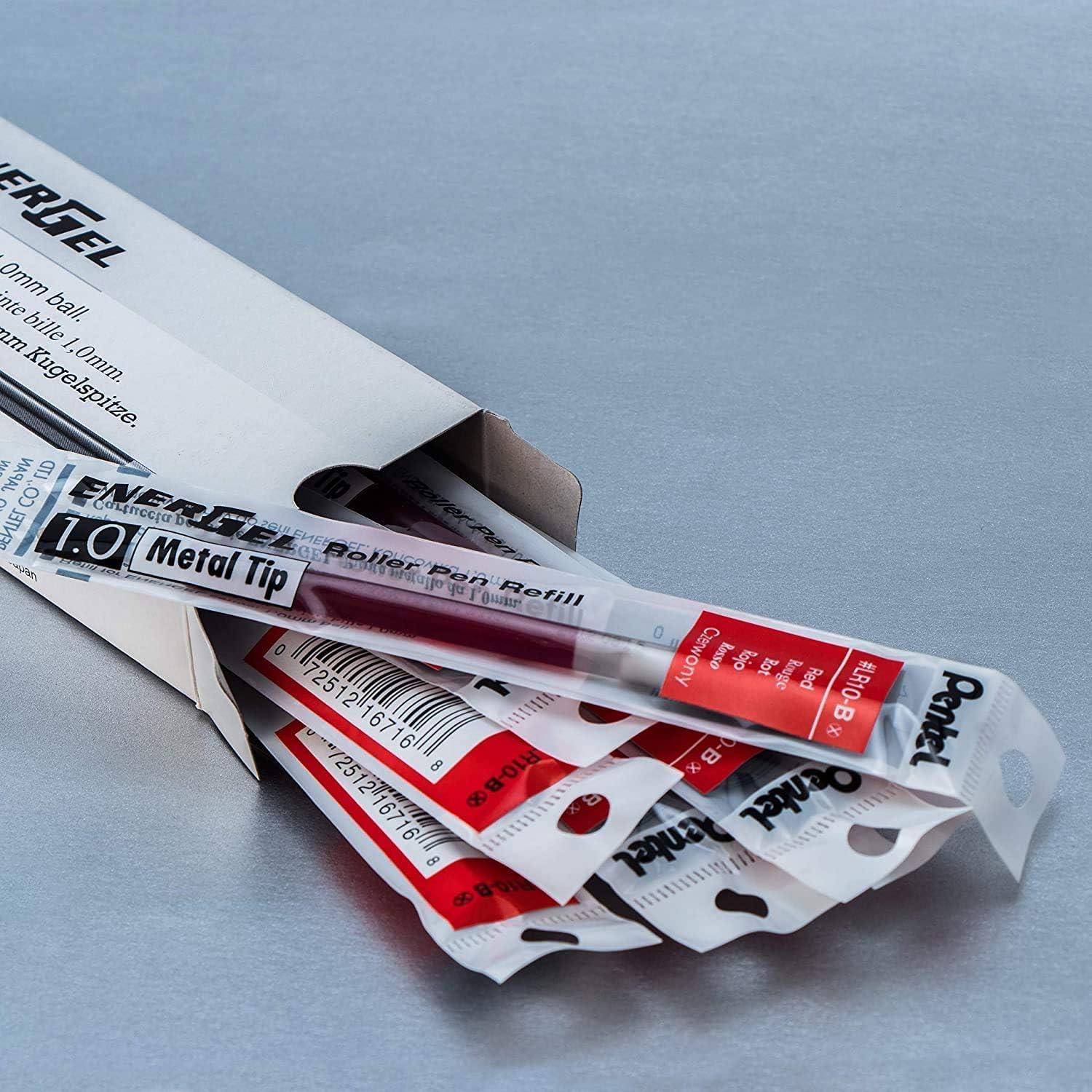 image:imagePentel Refill Ink for BL60 EnerGel Liquid Gel Pen 10mm Metal Tip Red Ink Box of 12 LR10B12Red