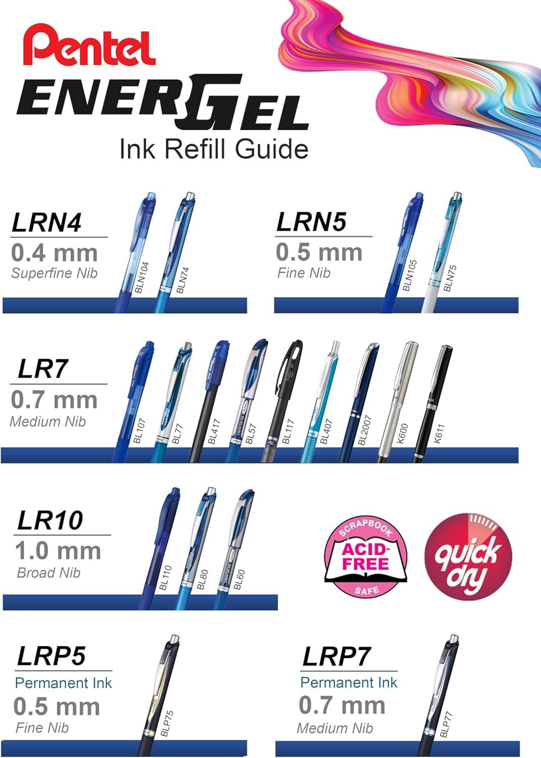 image:imagePentel Refill Ink for EnerGel Liquid Gel Pen 05mm Fine Line Needle Tip Black Ink Box of 12 LRN5A