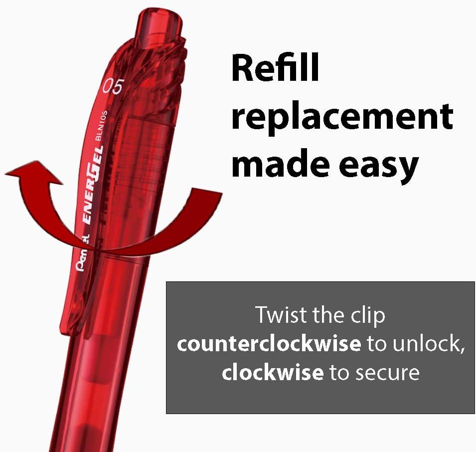 image:imagePentel Refill Ink for EnerGel Liquid Gel Pen 05mm Needle Tip Red Ink Box of 12 LRN5B12Red