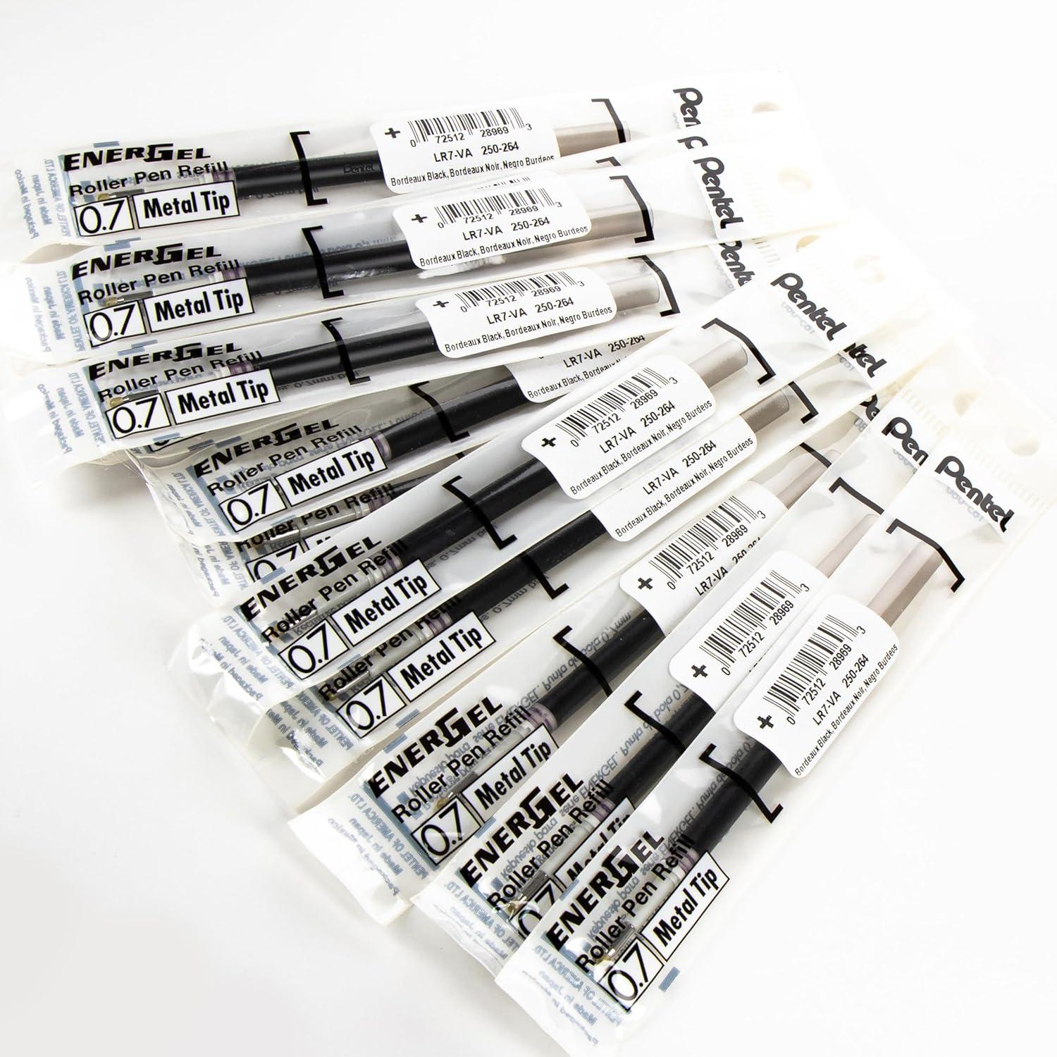 image:imagePentel Refill Ink for EnerGel Liquid Gel Pen 07mm Medium Line Charcoal Black Ink Box of 12 Refills LR7NABordeaux Black