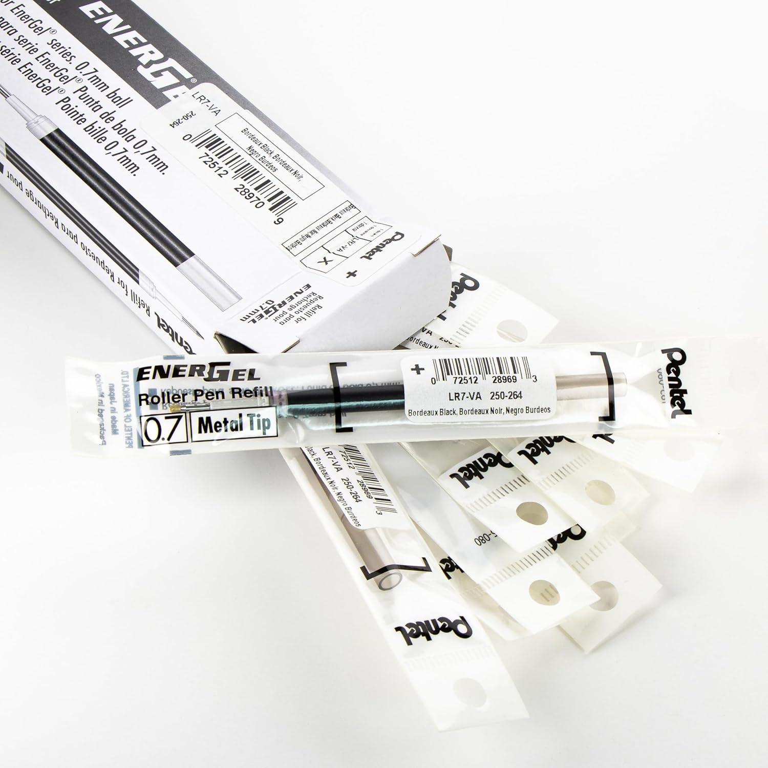 image:imagePentel Refill Ink for EnerGel Liquid Gel Pen 07mm Medium Line Charcoal Black Ink Box of 12 Refills LR7NABordeaux Black
