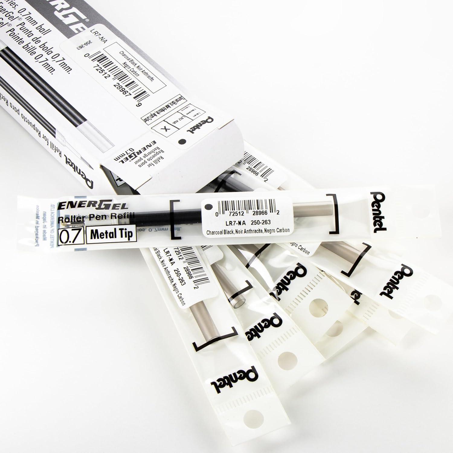 image:imagePentel Refill Ink for EnerGel Liquid Gel Pen 07mm Medium Line Charcoal Black Ink Box of 12 Refills LR7NACharcoal Black