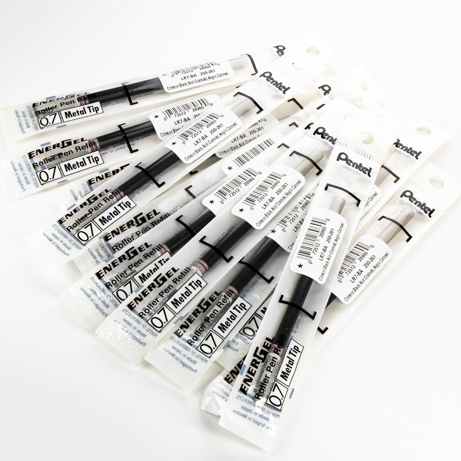 image:imagePentel Refill Ink for EnerGel Liquid Gel Pen 07mm Medium Line Charcoal Black Ink Box of 12 Refills LR7NACrimson Black