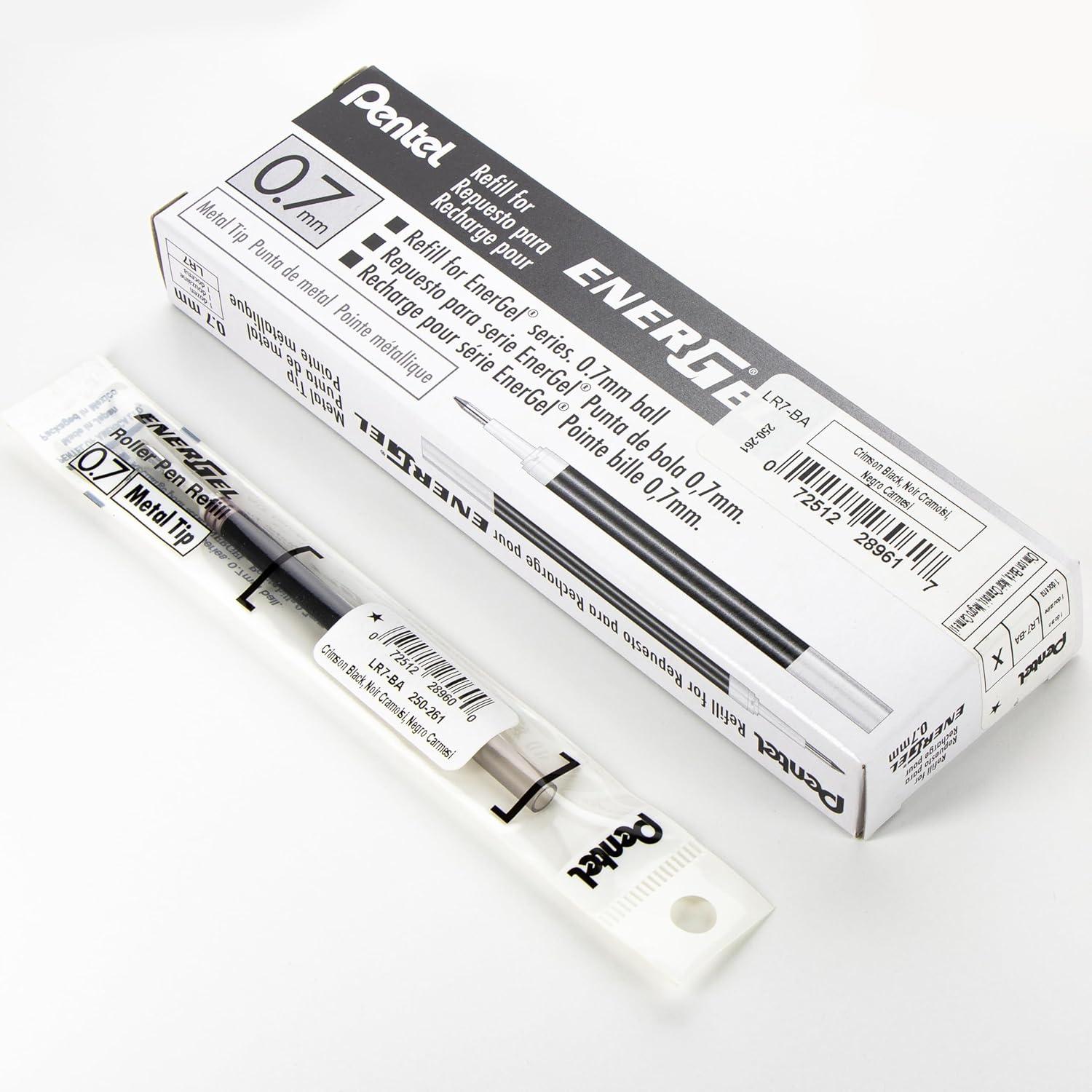 image:imagePentel Refill Ink for EnerGel Liquid Gel Pen 07mm Medium Line Charcoal Black Ink Box of 12 Refills LR7NACrimson Black
