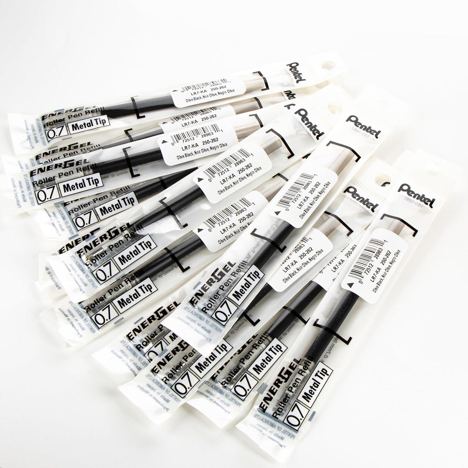 image:imagePentel Refill Ink for EnerGel Liquid Gel Pen 07mm Medium Line Charcoal Black Ink Box of 12 Refills LR7NAOlive Black