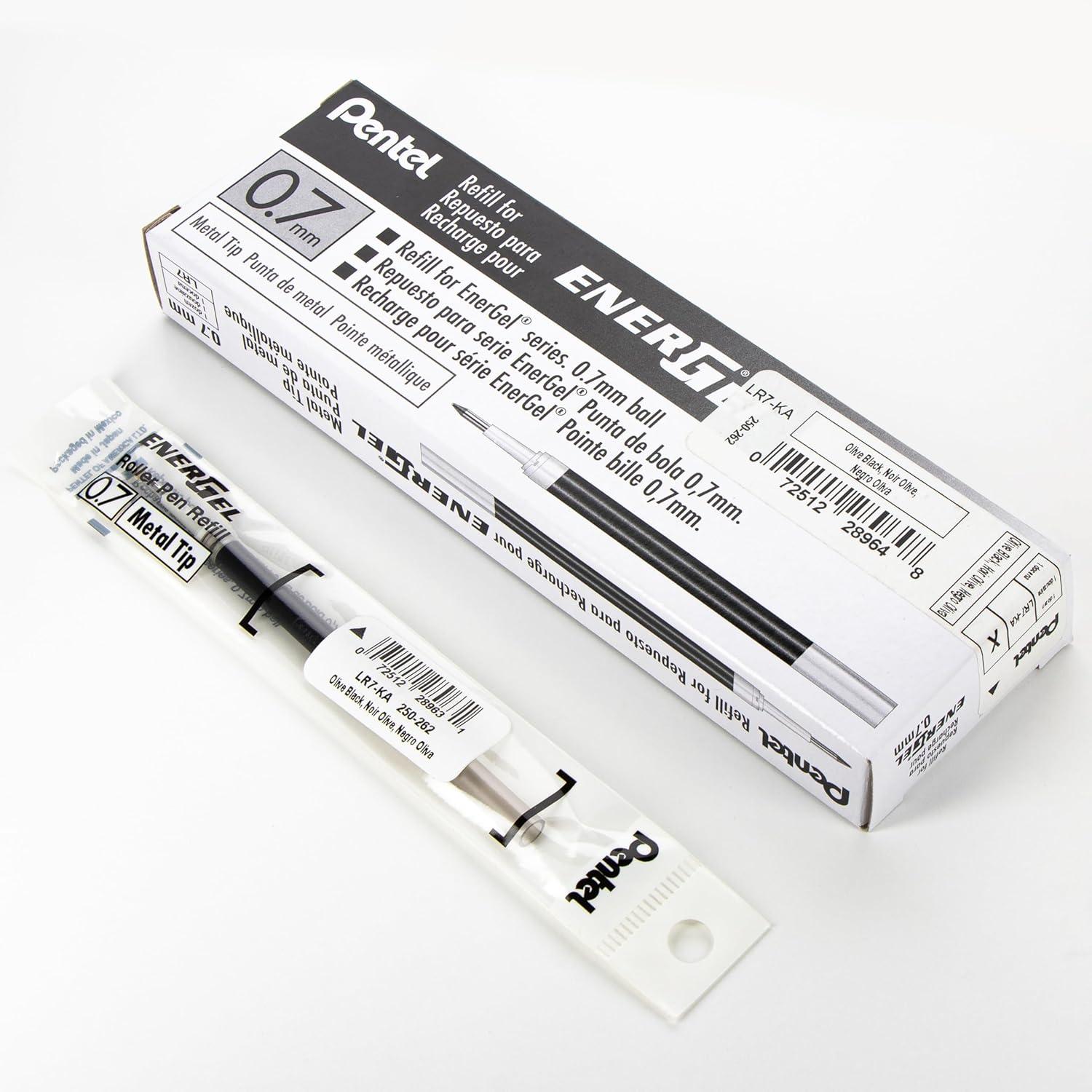 image:imagePentel Refill Ink for EnerGel Liquid Gel Pen 07mm Medium Line Charcoal Black Ink Box of 12 Refills LR7NAOlive Black