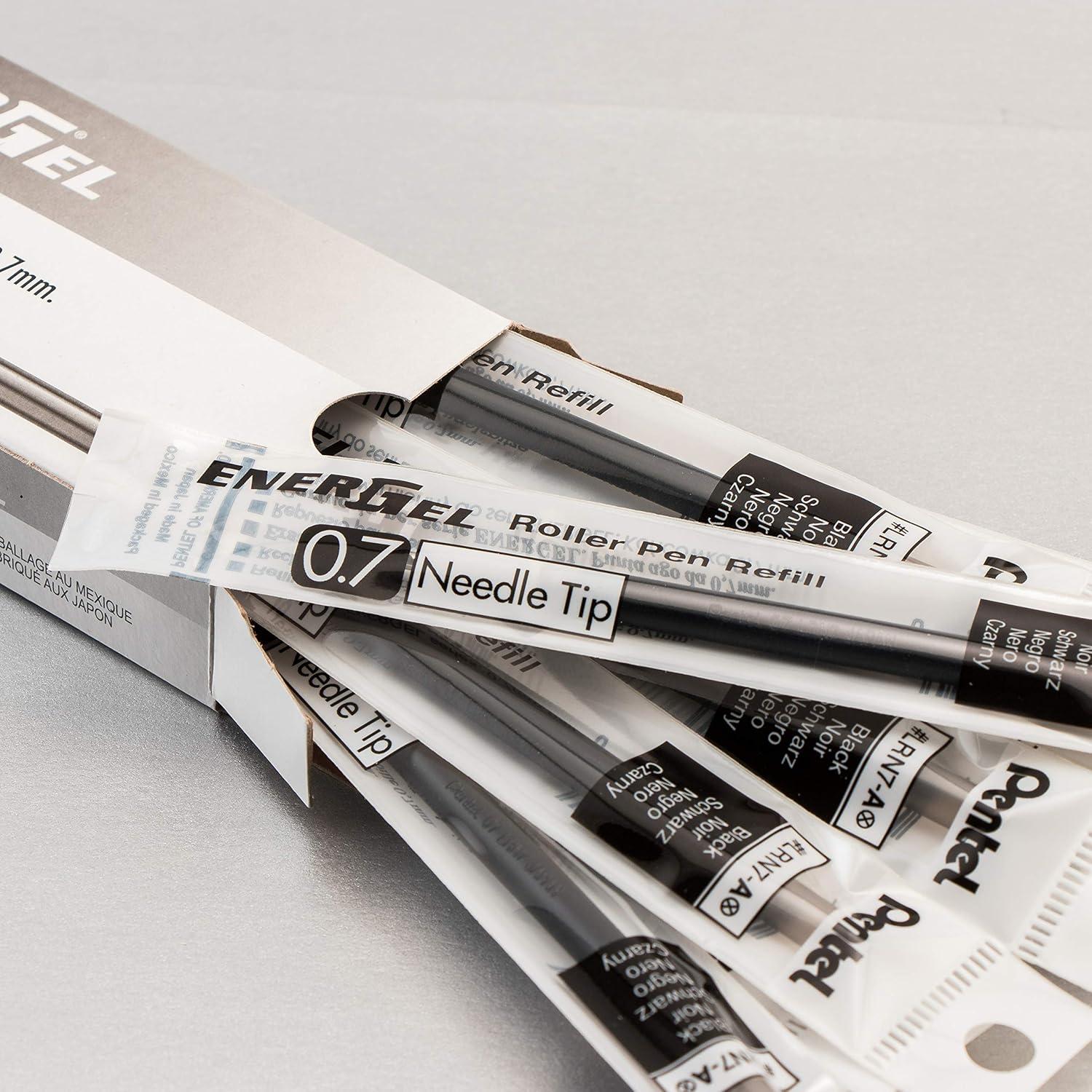 image:imagePentel Refill Ink for EnerGel Liquid Gel Pen 07mm Medium Line Needle Tip Black Ink Box of 12 LRN7A