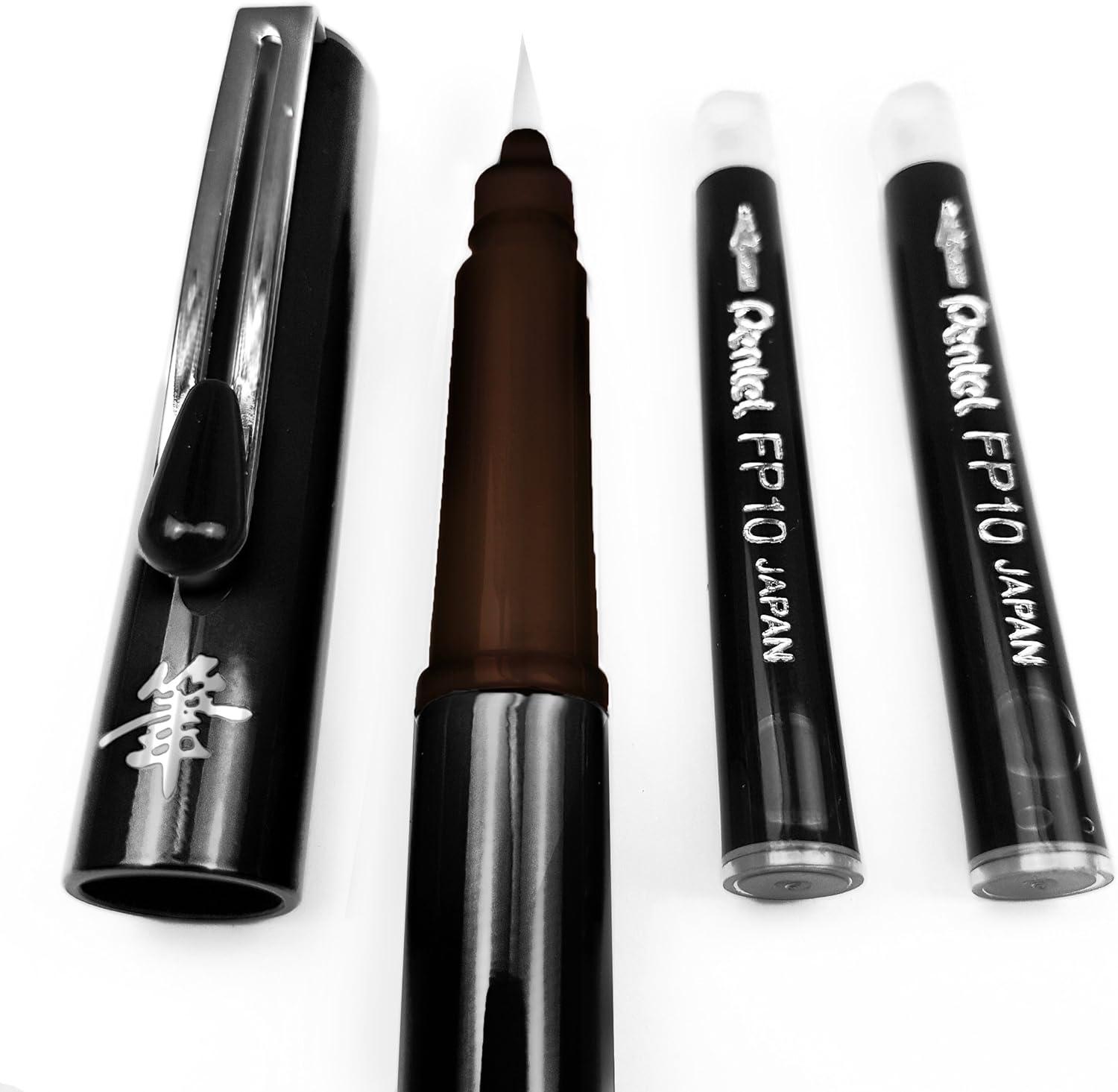 image:imagePentel Refillable Pocket Brush Pen with 2 Sepia Ink Cartridges Black Barrel