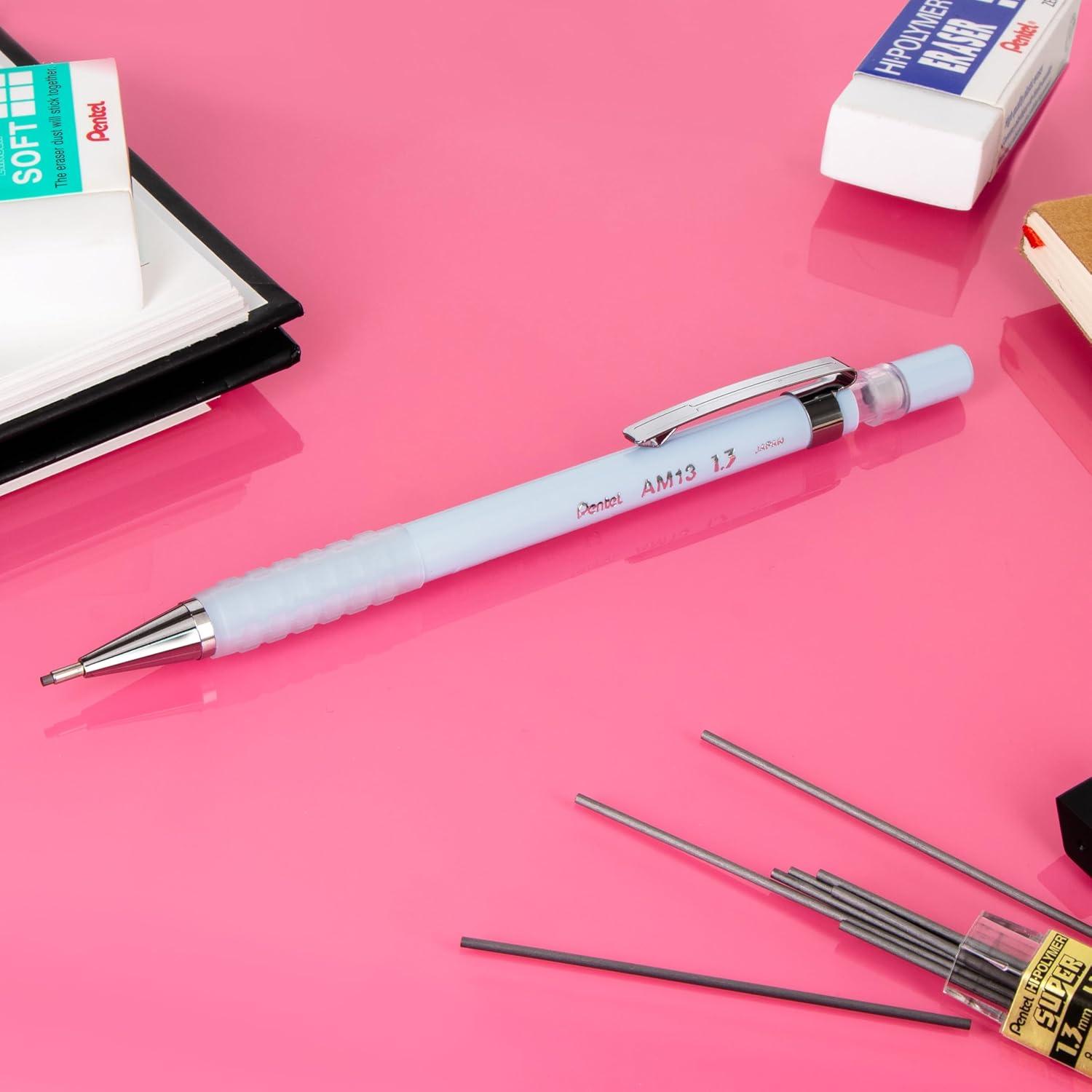image:imagePentel Sharp 13 Mechanical Pencil 13mm Extra Thick Line Includes Refill Lead WritingOfficeTestTaking Pencil Pastel Violet Barrel AM13LBPVPastel Blue