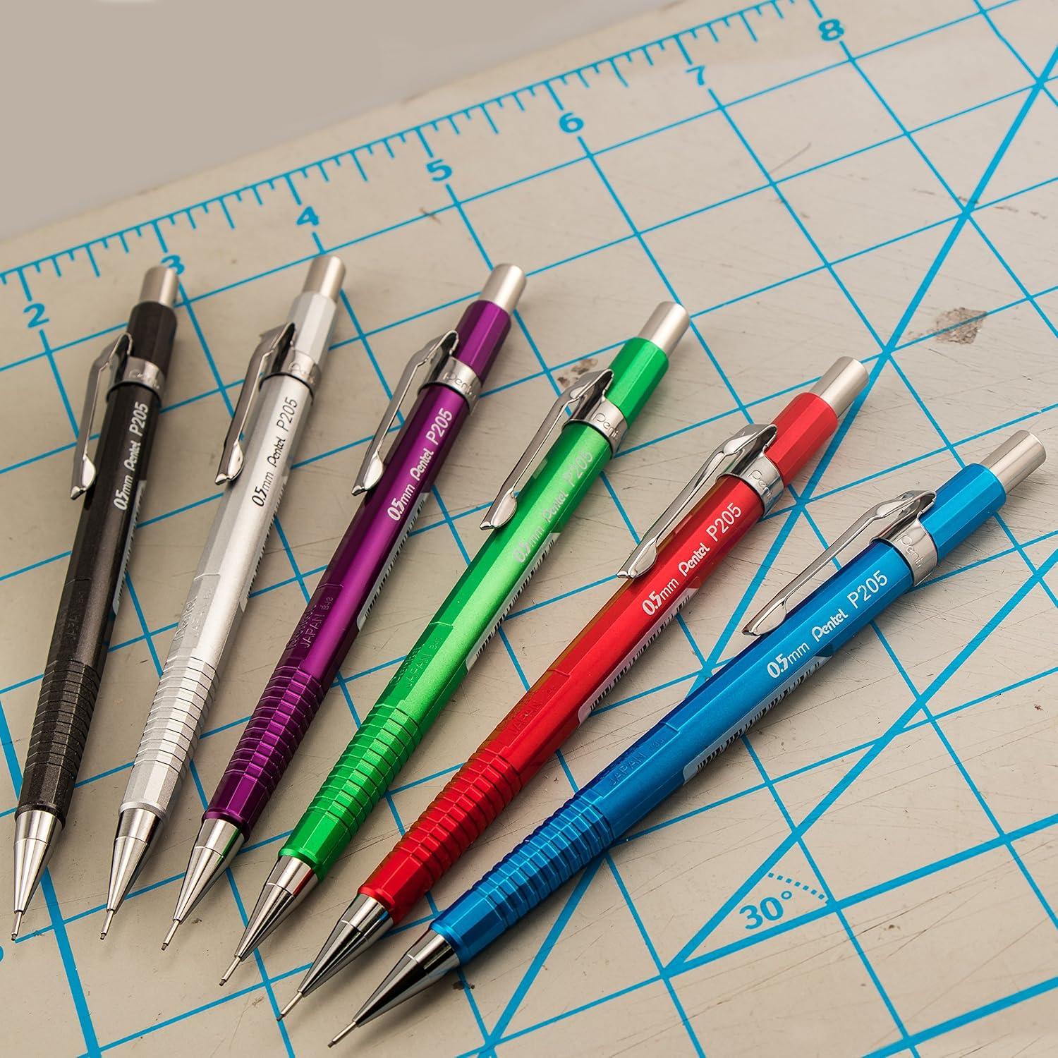 image:imagePentel Sharp Mechanical Pencil 05mm Metallic Barrels Assorted Colors Barrels 2N1Z Pack of 3 P205MBP3M