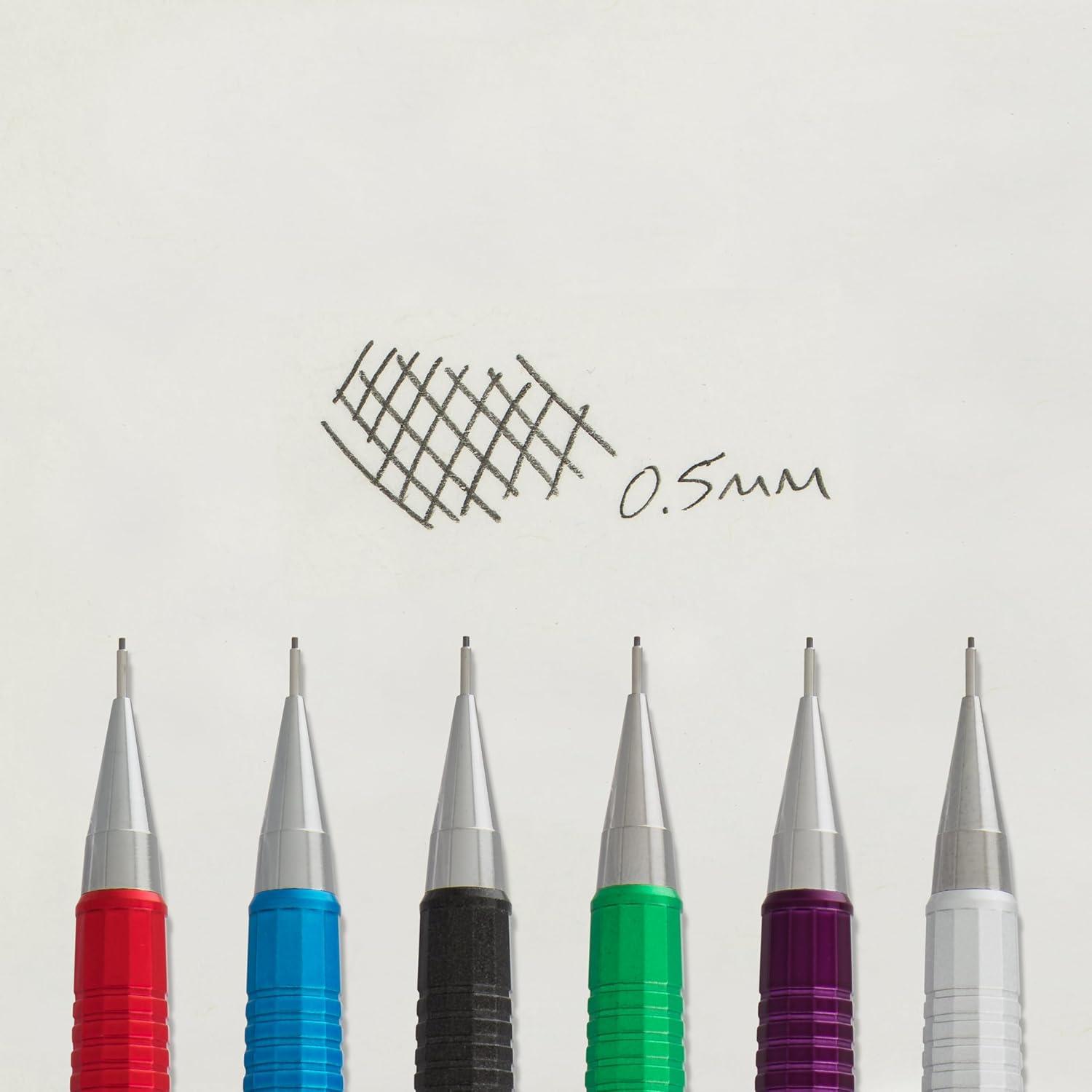 image:imagePentel Sharp Mechanical Pencil 05mm Metallic Barrels Assorted Colors Barrels 2N1Z Pack of 3 P205MBP3M