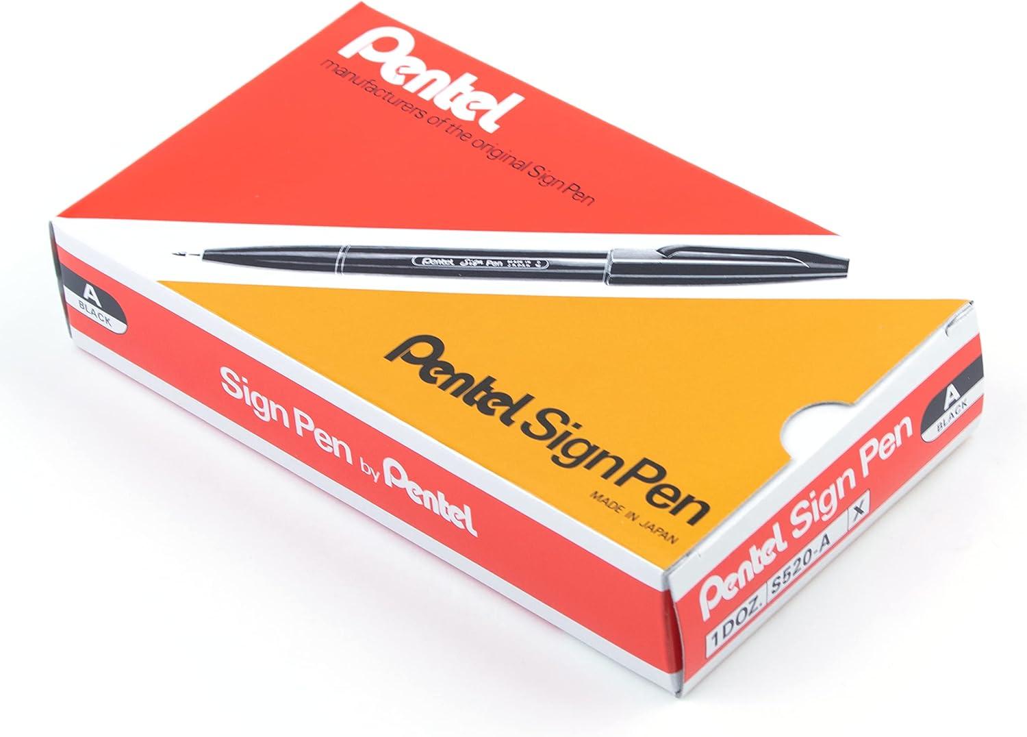 image:imagePentel Sign Pen FiberTipped Pen Blue Ink Box of 12 S520CBlack