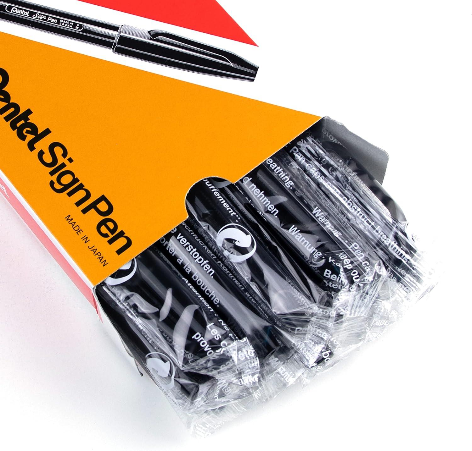 image:imagePentel Sign Pen FiberTipped Pen Blue Ink Box of 12 S520CBlack
