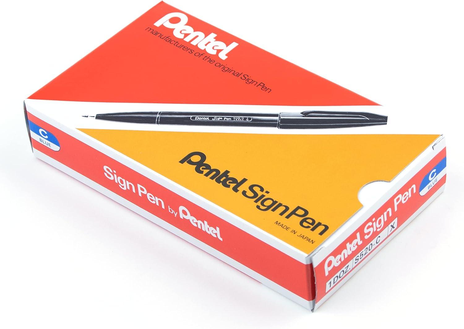 image:imagePentel Sign Pen FiberTipped Pen Blue Ink Box of 12 S520CBlue