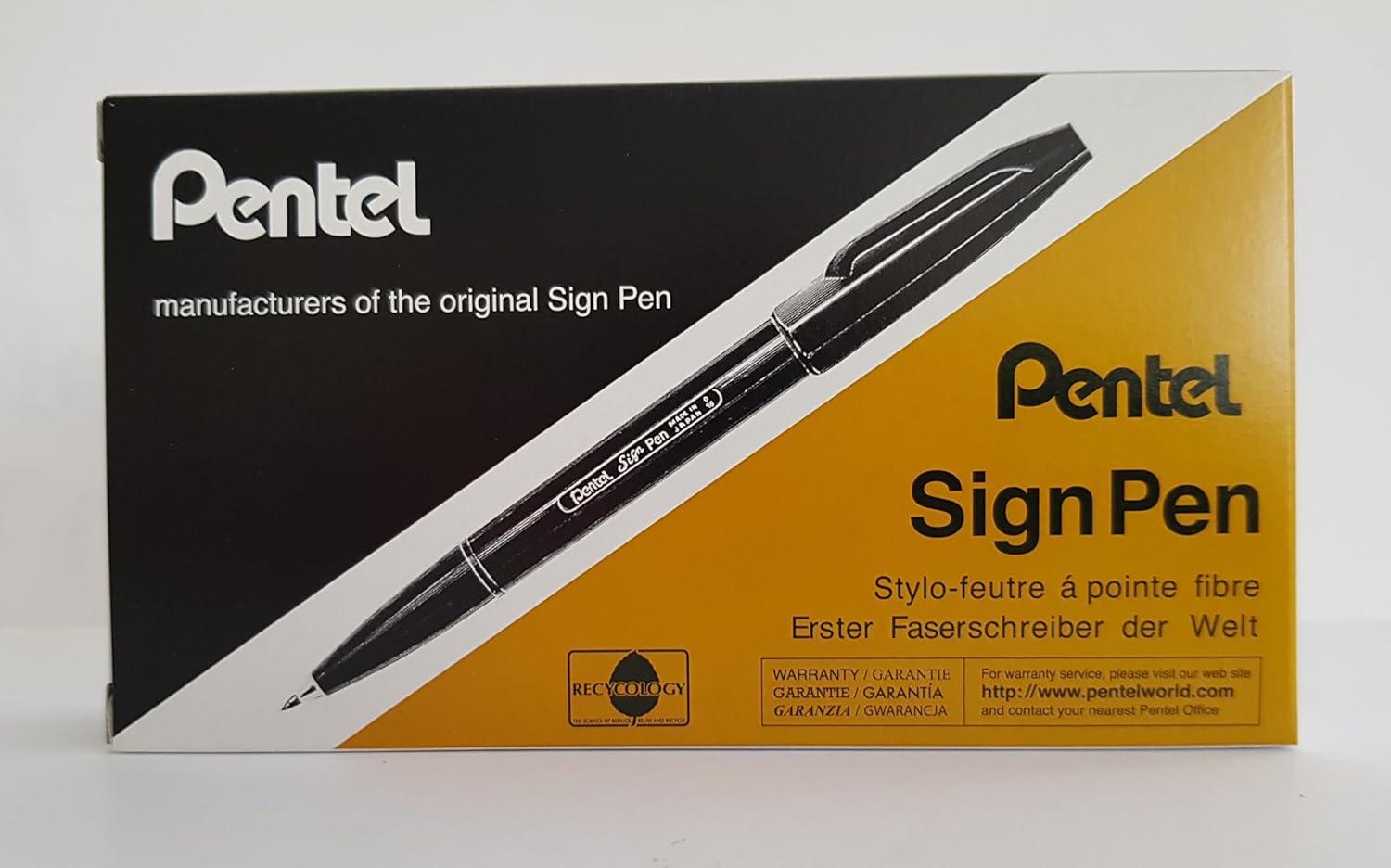 image:imagePentel Sign Pen FiberTipped Pen Blue Ink Box of 12 S520CBrown