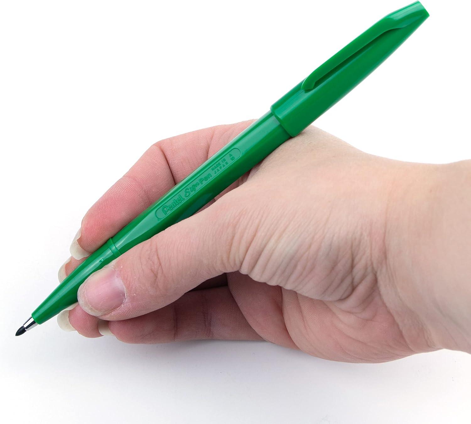 image:imagePentel Sign Pen FiberTipped Pen Blue Ink Box of 12 S520CGreen