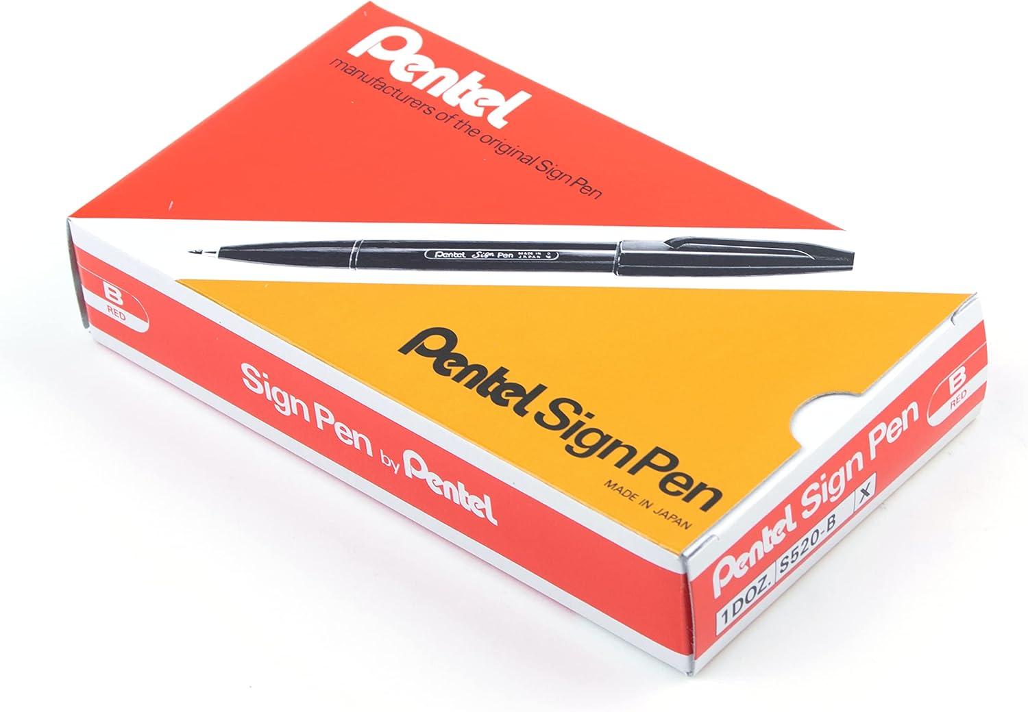 image:imagePentel Sign Pen FiberTipped Pen Blue Ink Box of 12 S520CRed