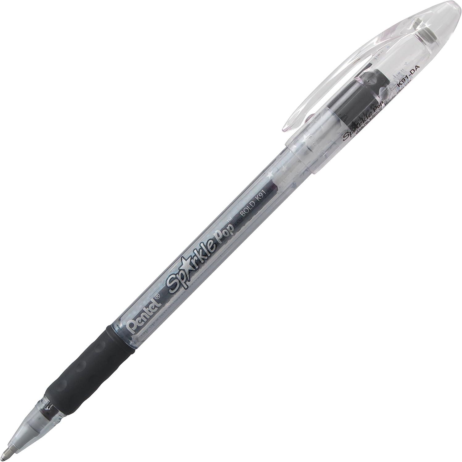 image:imagePentel Sparkle Pop Metallic Gel Pen 10mm Bold Line Pink Box of 12 Pens K91DPBlack