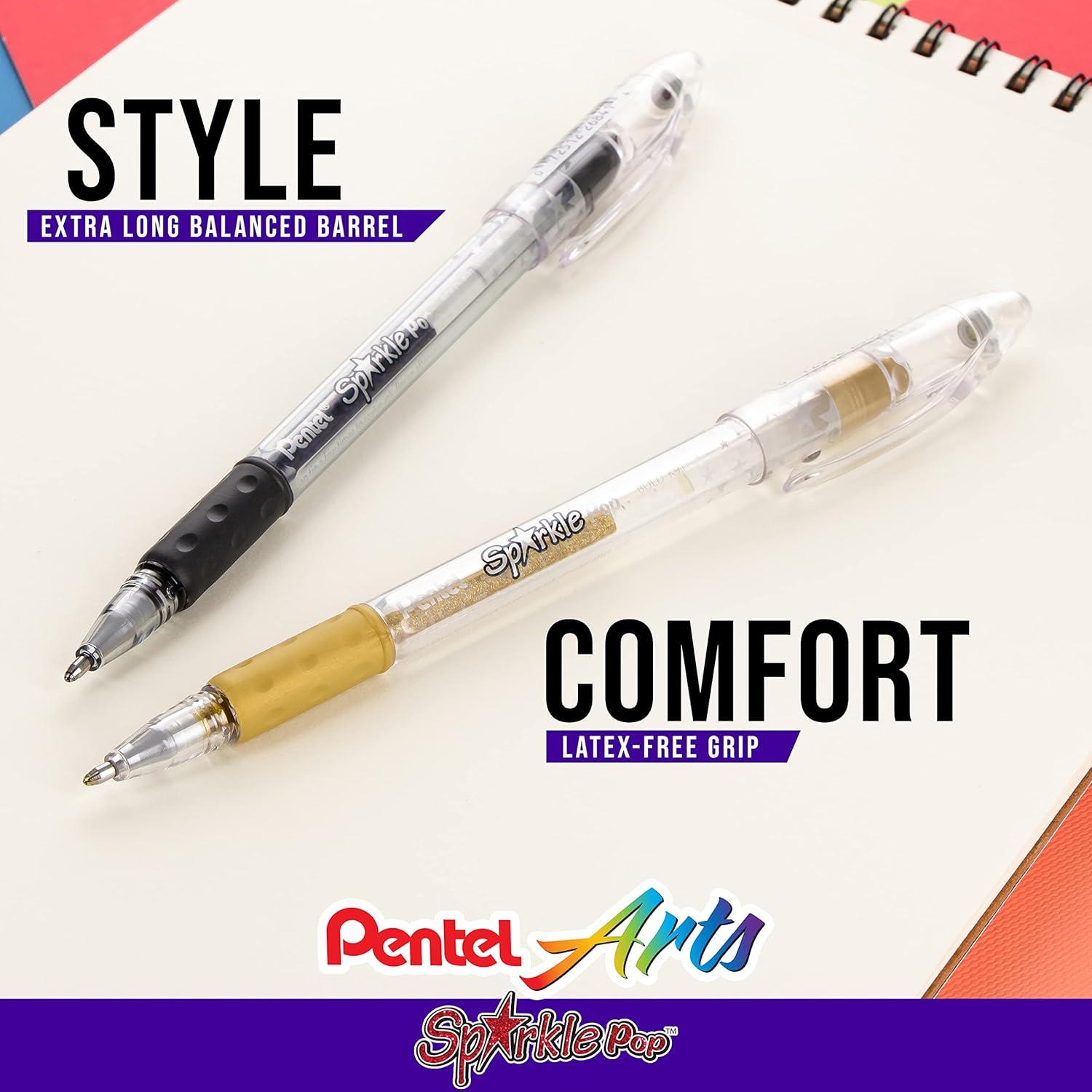 image:imagePentel Sparkle Pop Metallic Gel Pen 10mm Bold Line Pink Box of 12 Pens K91DPBlack