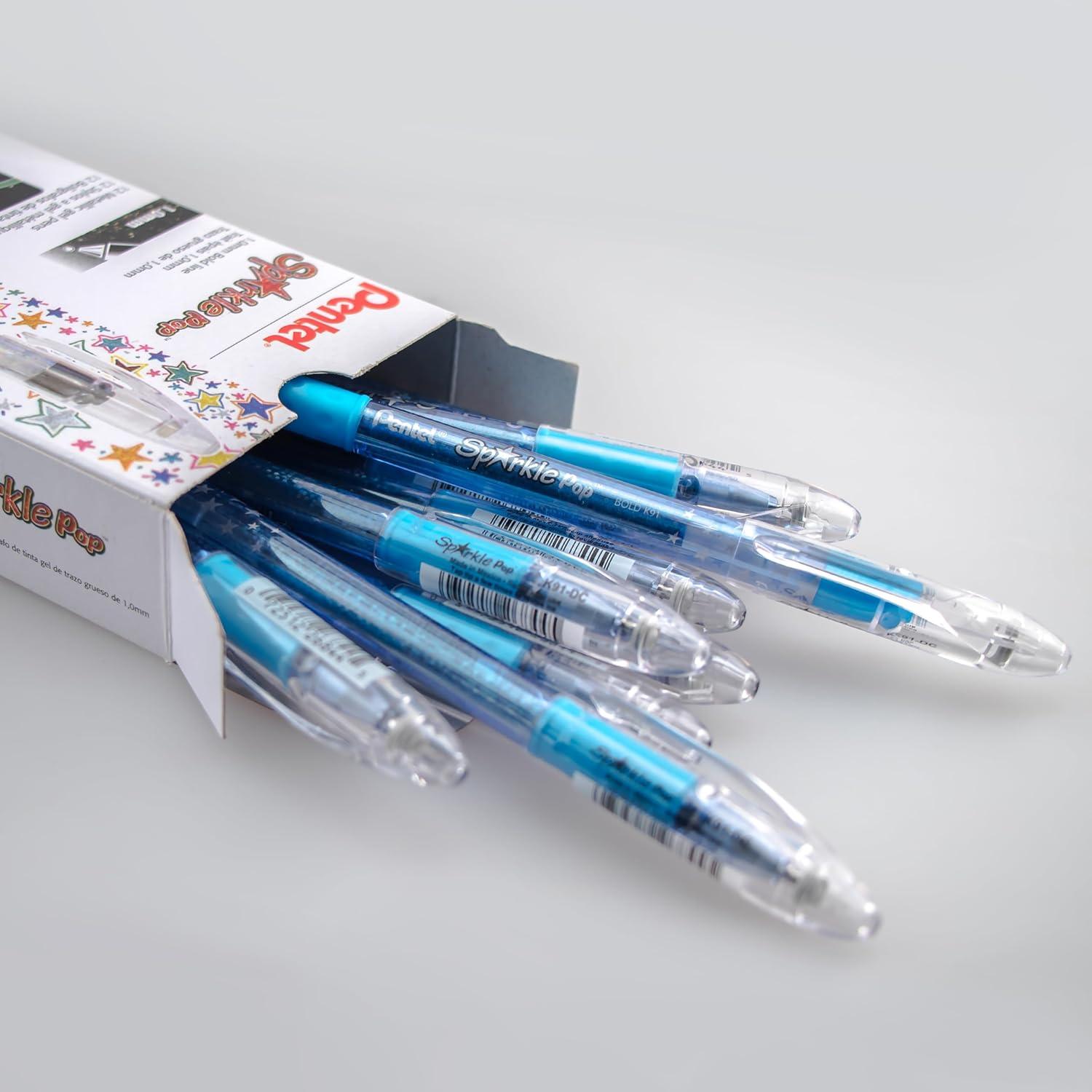image:imagePentel Sparkle Pop Metallic Gel Pen 10mm Bold Line Pink Box of 12 Pens K91DPBlue
