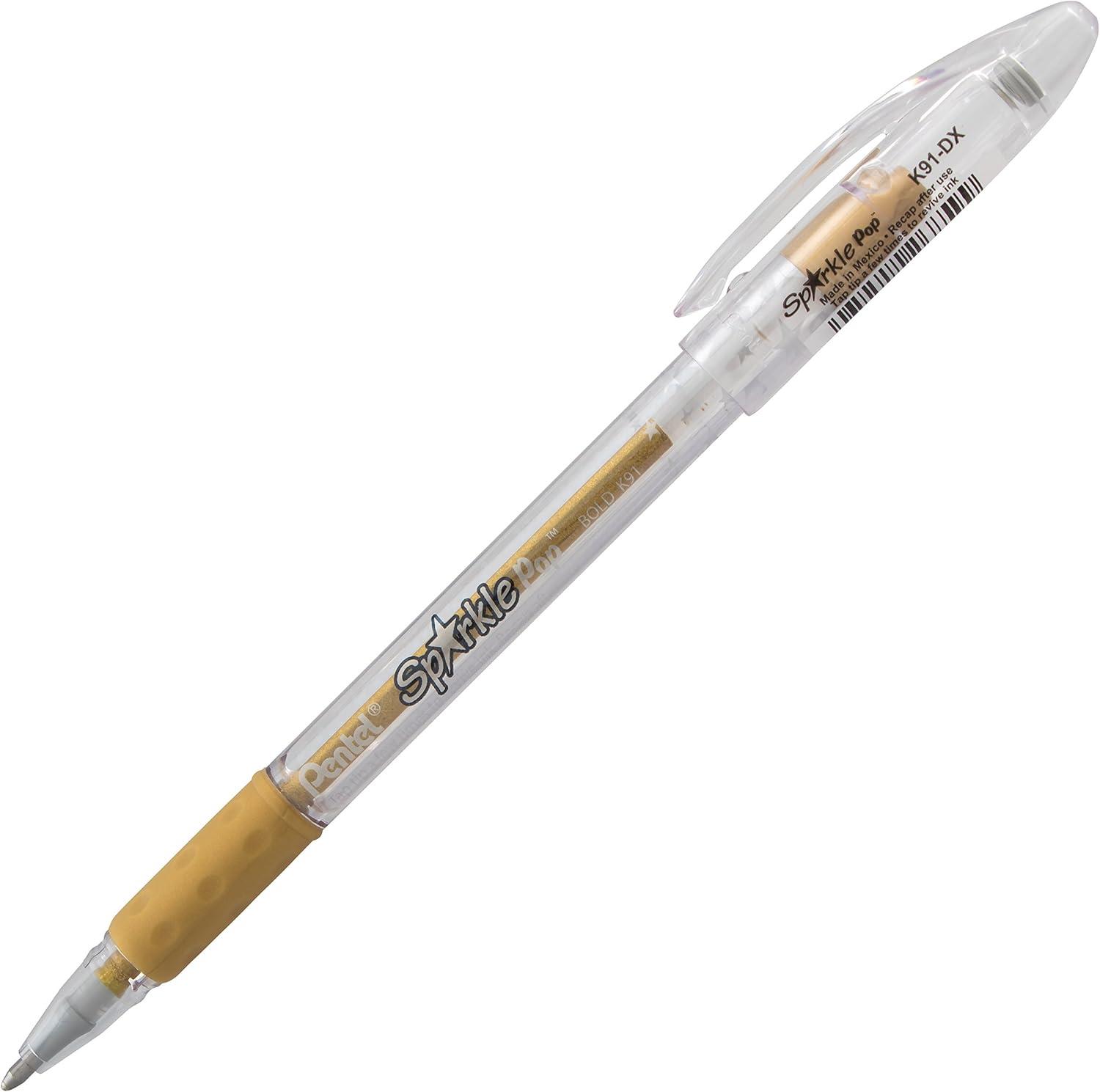 image:imagePentel Sparkle Pop Metallic Gel Pen 10mm Bold Line Pink Box of 12 Pens K91DPGold