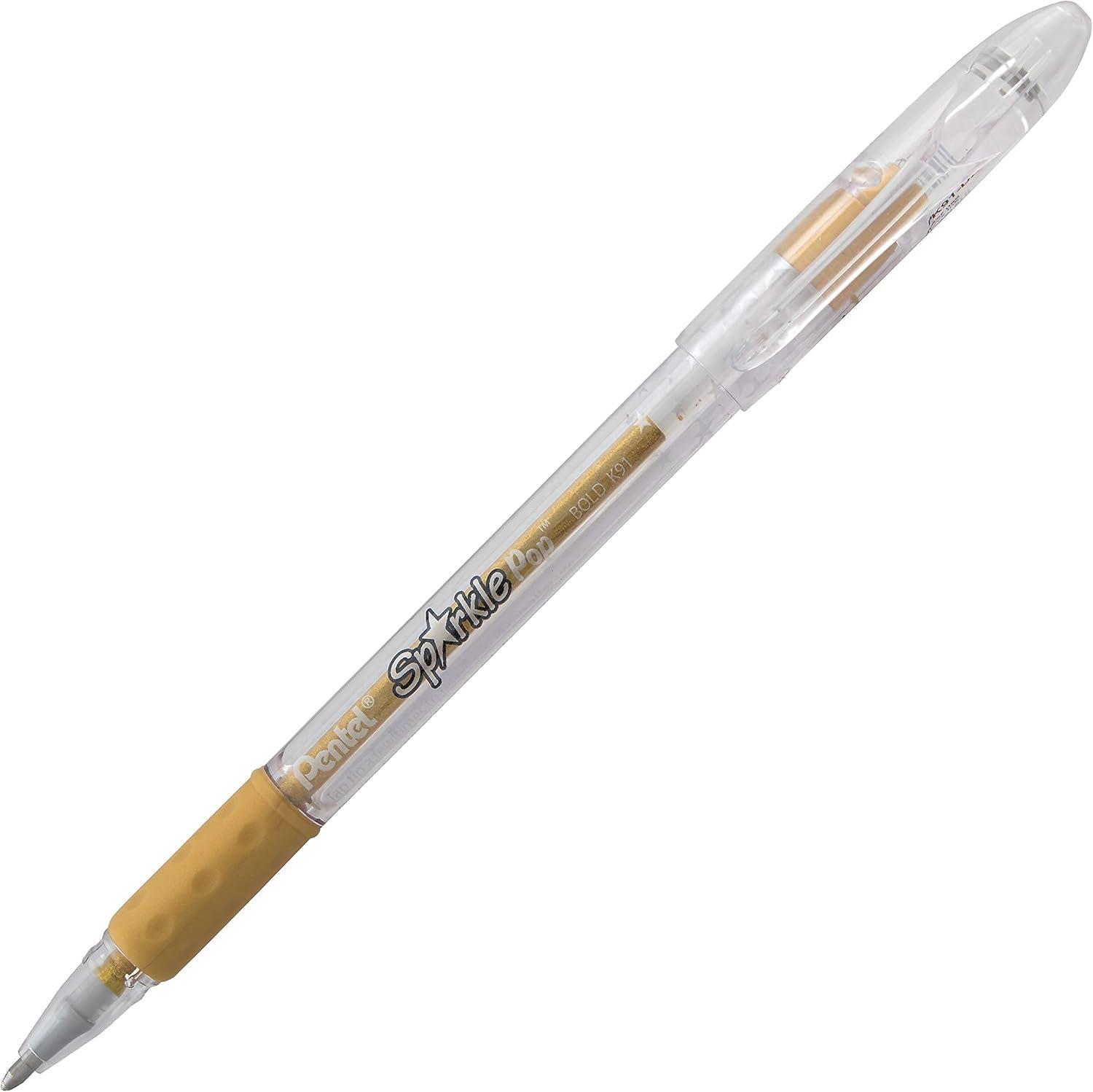 image:imagePentel Sparkle Pop Metallic Gel Pen 10mm Bold Line Pink Box of 12 Pens K91DPGold