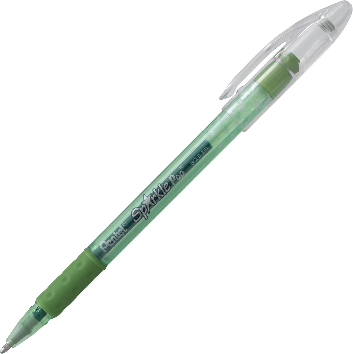 image:imagePentel Sparkle Pop Metallic Gel Pen 10mm Bold Line Pink Box of 12 Pens K91DPGreen