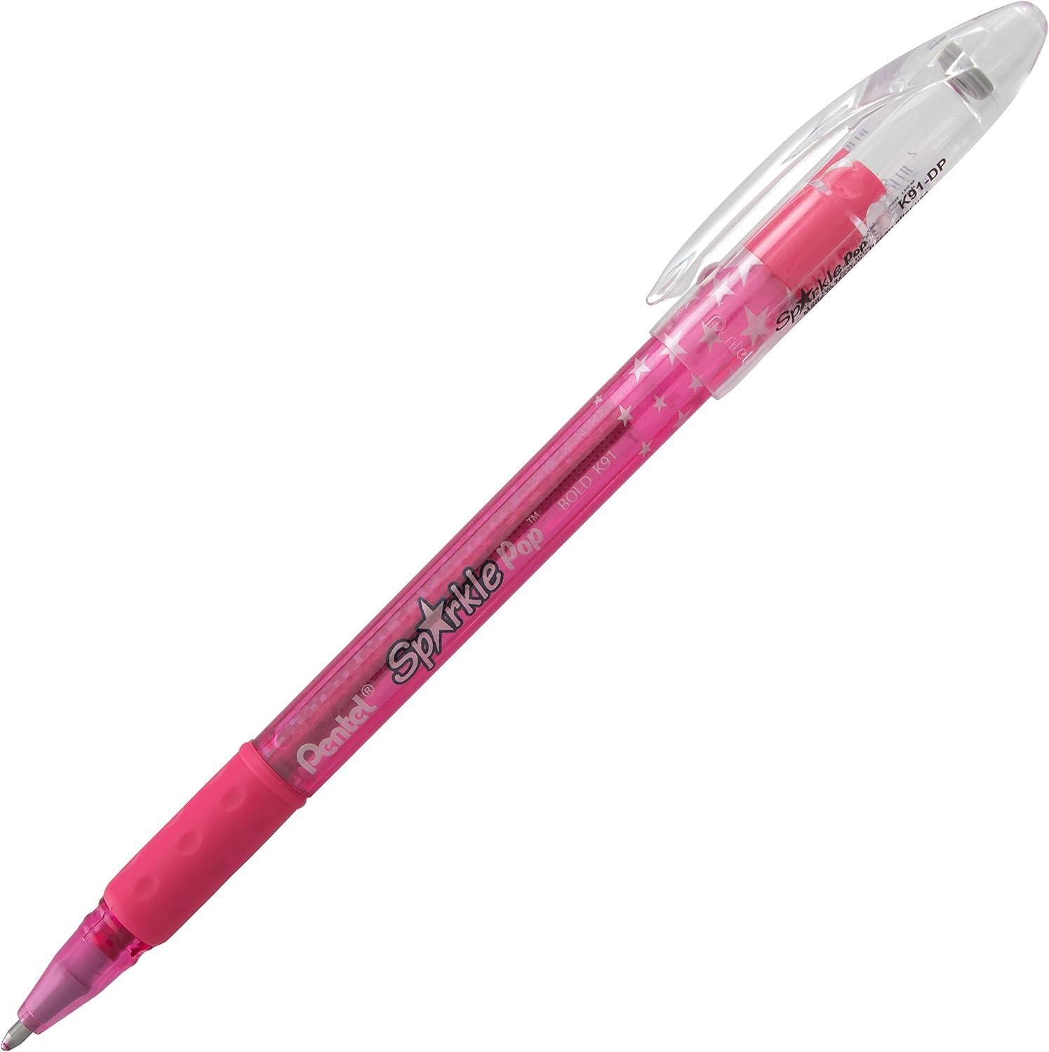 image:imagePentel Sparkle Pop Metallic Gel Pen 10mm Bold Line Pink Box of 12 Pens K91DPPink