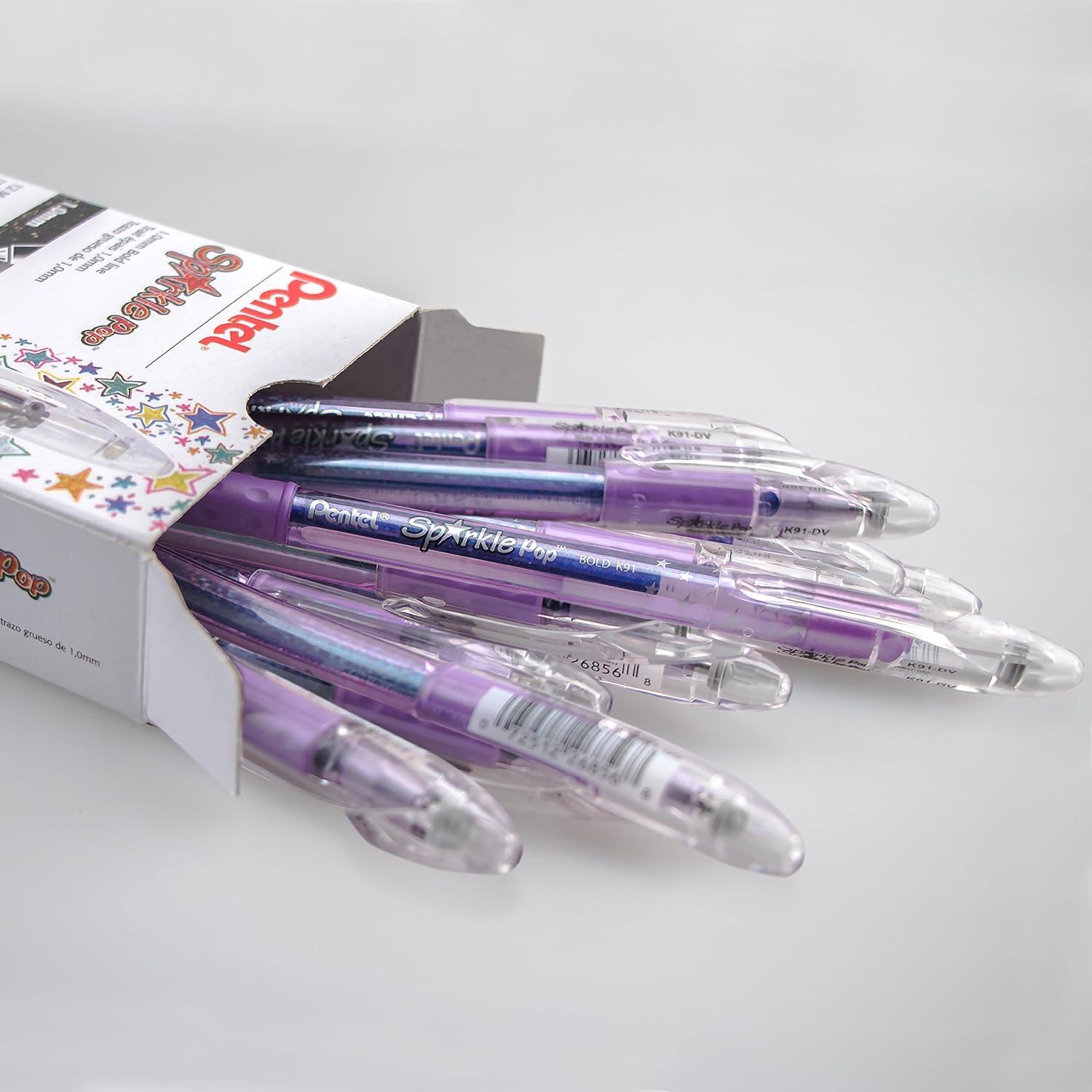 image:imagePentel Sparkle Pop Metallic Gel Pen 10mm Bold Line Pink Box of 12 Pens K91DPPurple