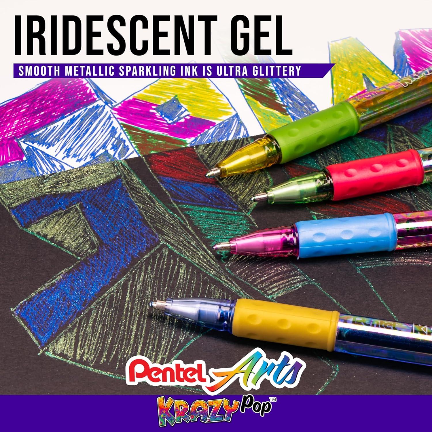 image:imagePentel Sparkle and Krazy Pop Metallic Gel Ink Pen 10mm Bold Line Assorted Ink Colors 12 count K91BP12M