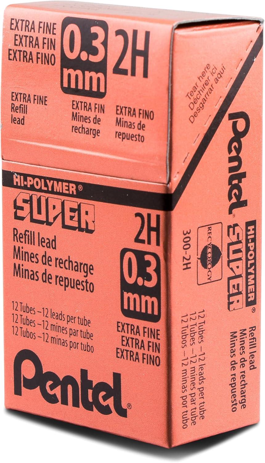image:imagePentel Super HiPolymer Lead Refill 03mm Extra Fine 2H 12 pcsTube Box of 12 3002H12 Count Pack of 1