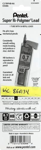 image:imagePentel Super HiPolymer Lead Refill 07 mm Medium HB 30 Pieces of Lead C27BPHBK630 Count Pack of 2