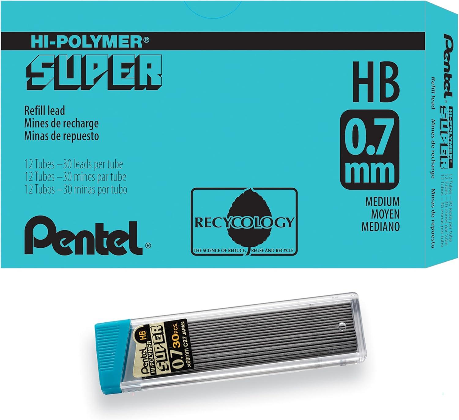 image:imagePentel Super HiPolymer Lead Refill 07mm Medium HB 360 Pieces of Lead C27HB12 Count Pack of 1