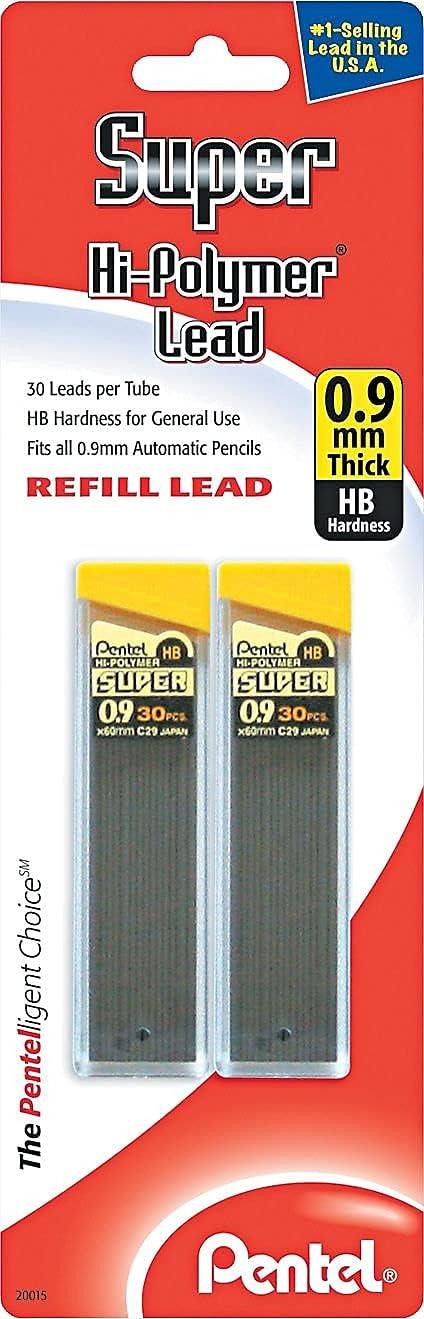image:imagePentel Super HiPolymer Lead Refill 09 mm Thick HB 60 Pieces of Lead C29BPHB2 Gray