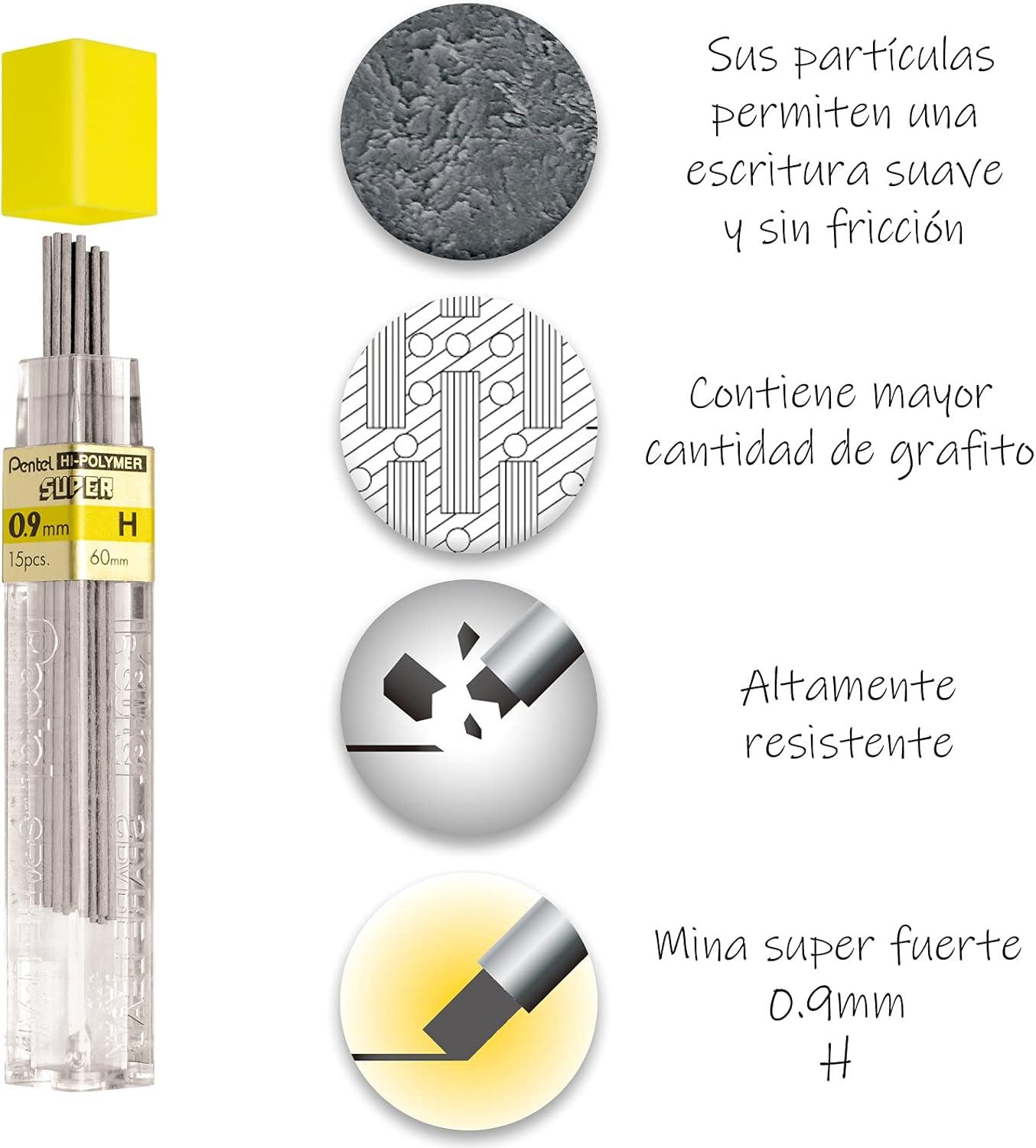 image:imagePentel Super HiPolymer Lead Refill 09mm Thick 2B 180 Pieces of Lead 12 Tubes of Lead 5092BH Lead