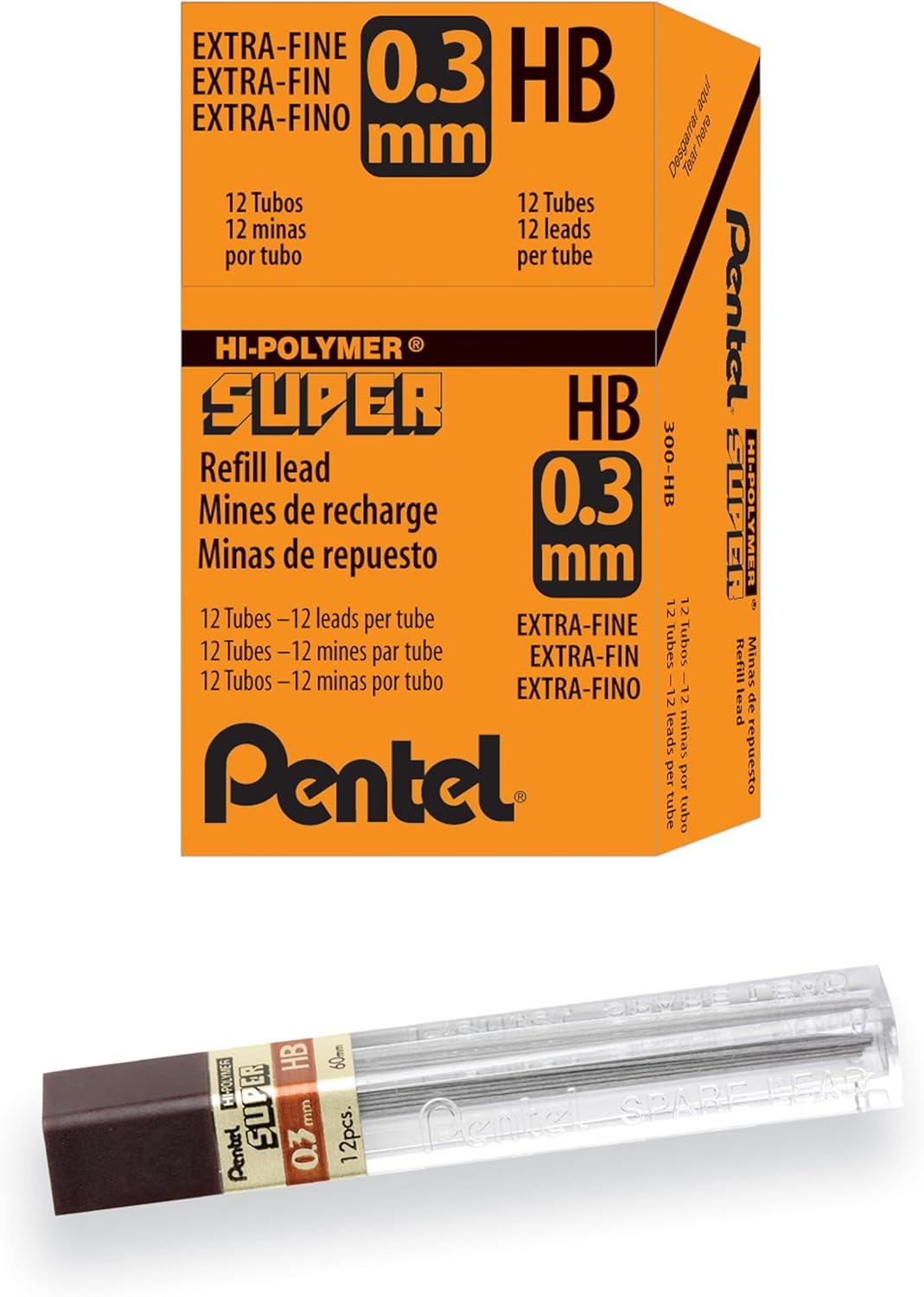 image:imagePentel Super HiPolymer Lead Refill 09mm Thick HB 180 Pieces of Lead 12 Tubes of Lead 509HB12 Count Pack of 1