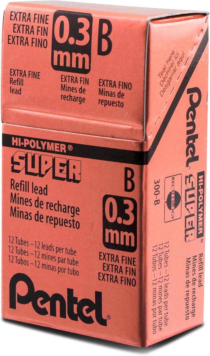 image:imagePentel Super HiPolymer Lead Refill 09mm Thick HB 180 Pieces of Lead 12 Tubes of Lead 509HB12 Count Pack of 1