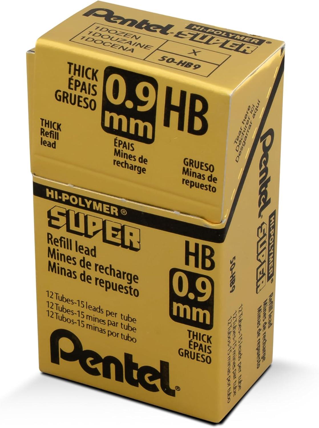 image:imagePentel Super HiPolymer Lead Refill 09mm Thick HB 180 Pieces of Lead 12 Tubes of Lead 509HB12 Count Pack of 1