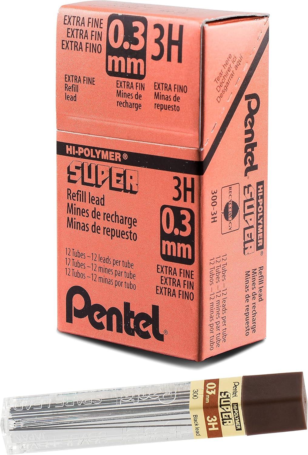 image:imagePentel Super HiPolymer Lead Refill 09mm Thick HB 180 Pieces of Lead 12 Tubes of Lead 509HB12 Count Pack of 1