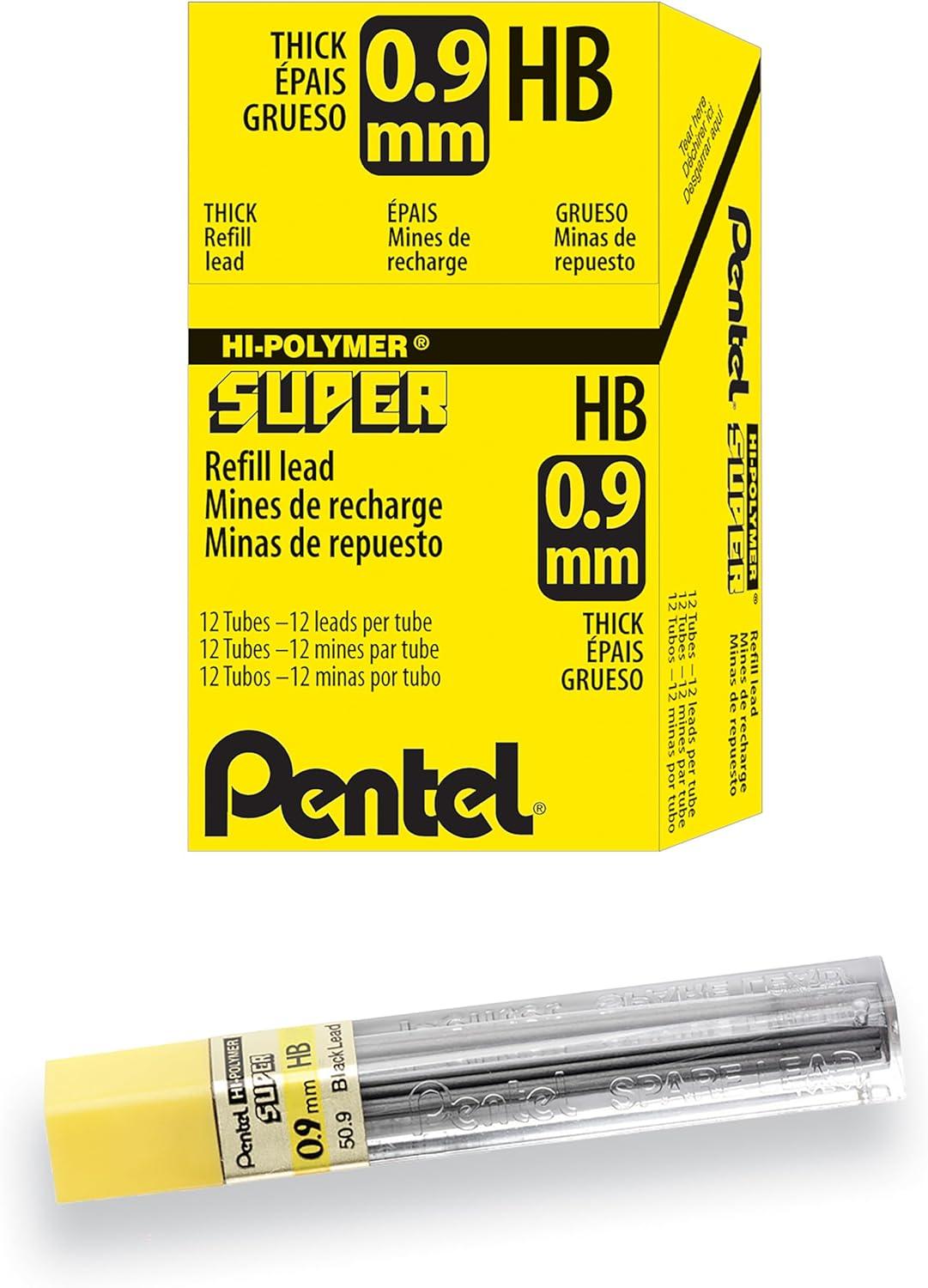 image:imagePentel Super HiPolymer Lead Refill 09mm Thick HB 180 Pieces of Lead 12 Tubes of Lead 509HB12 Count Pack of 1