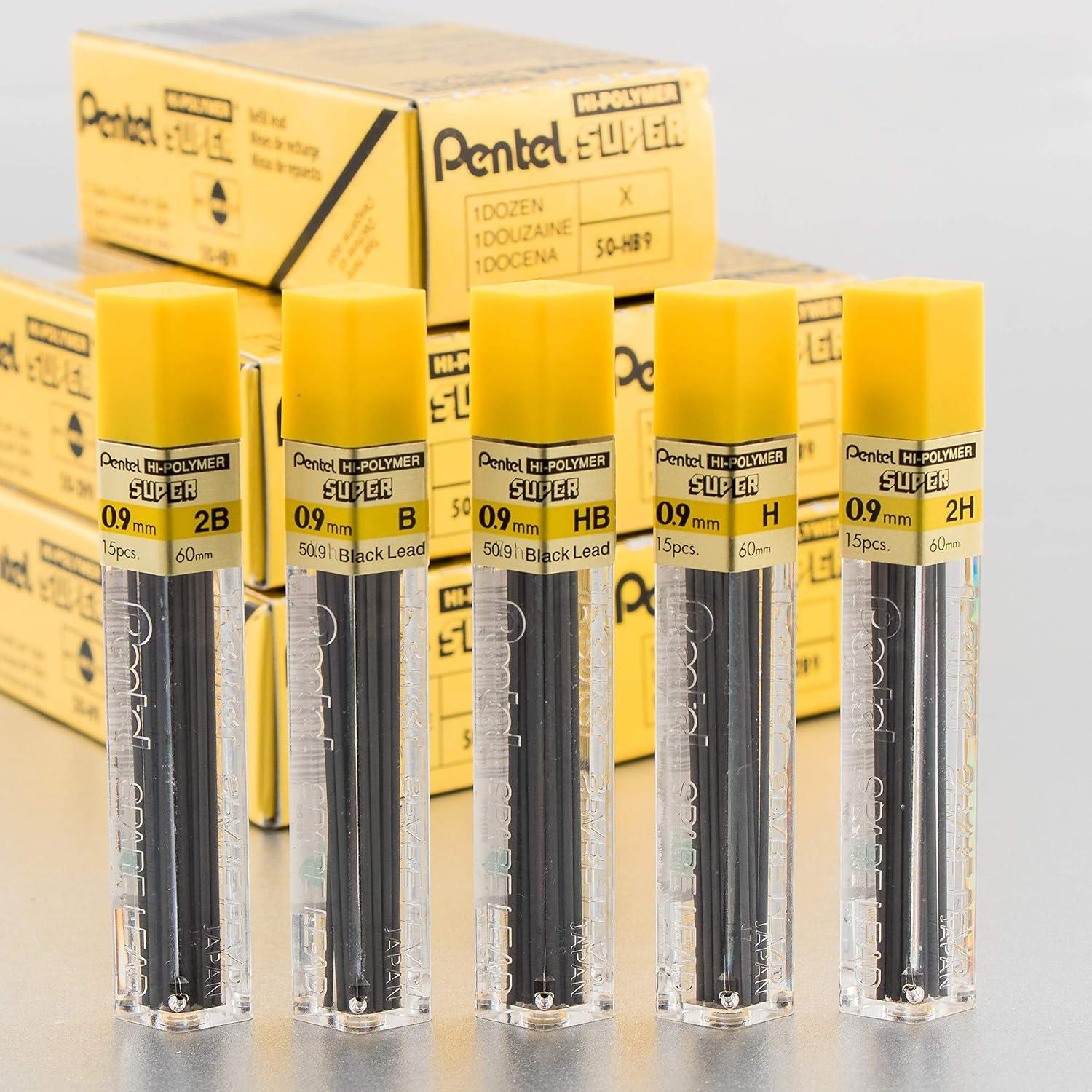 image:imagePentel Super HiPolymer Lead Refill 09mm Thick HB 180 Pieces of Lead 12 Tubes of Lead 509HB12 Count Pack of 1