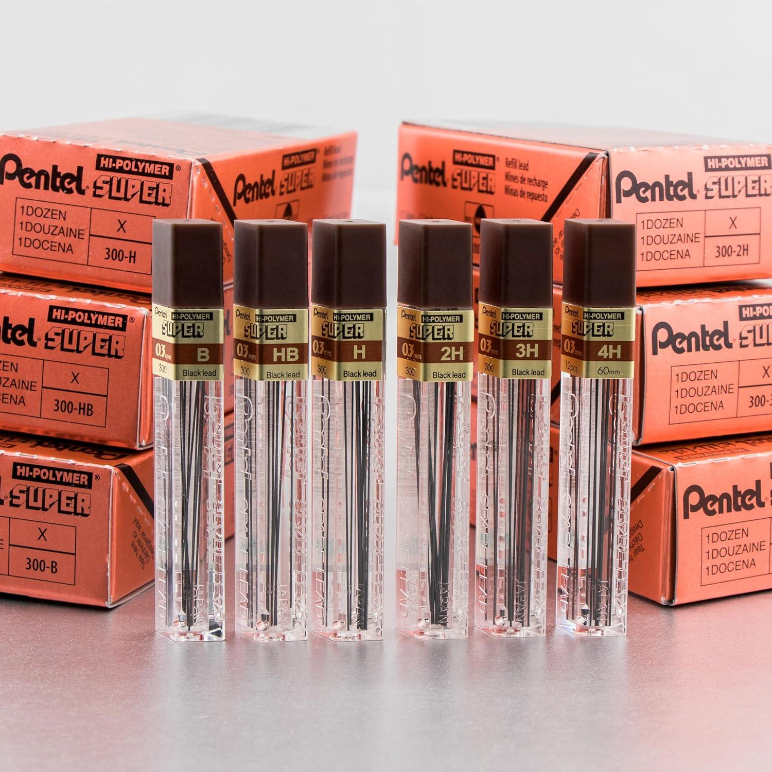 image:imagePentel Super HiPolymer Lead Refill 09mm Thick HB 180 Pieces of Lead 12 Tubes of Lead 509HB12 Count Pack of 1